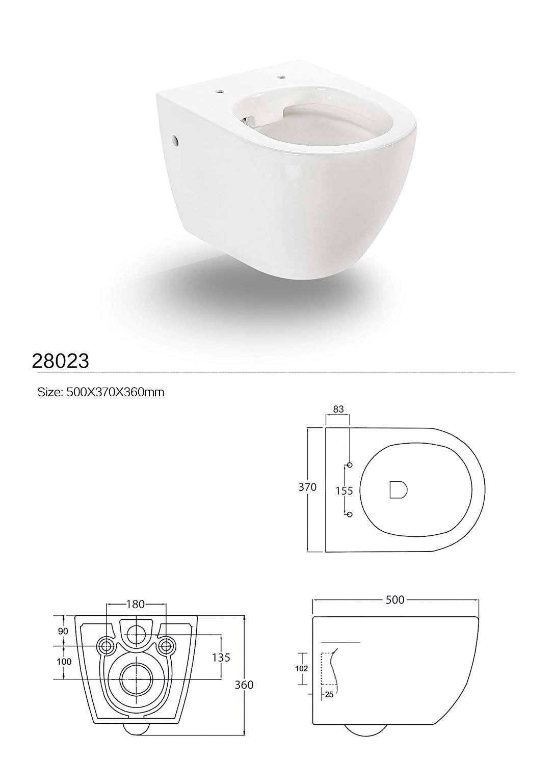 ADOB Tiefspül-WC Set,  Spülrandlos, inkl. Slim-WC-Sitz und Schallschutzmatte