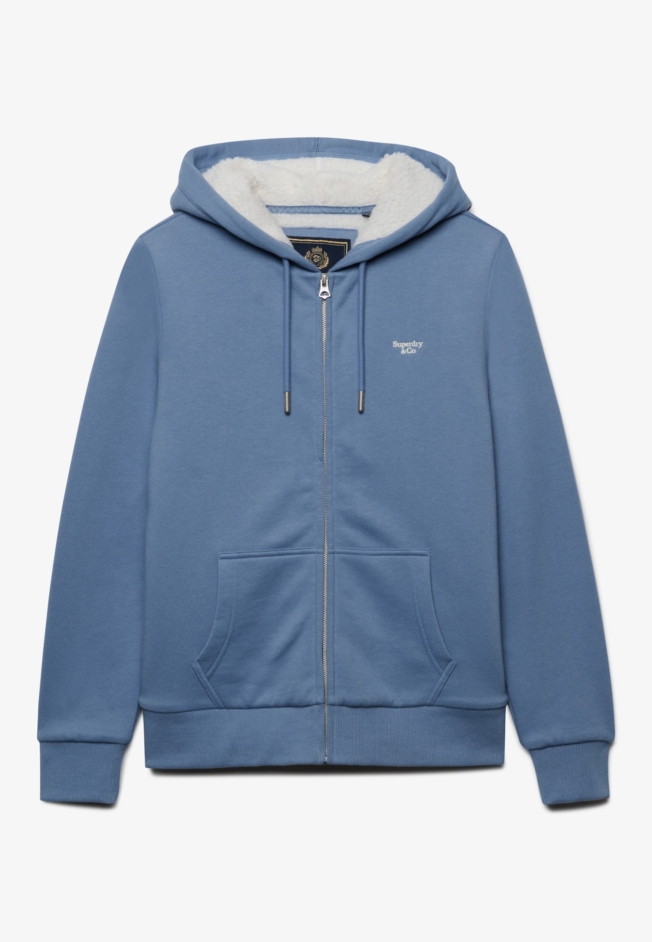 Superdry Sweat à capuche »SIGNATURE EMB BORG ZIPHOOD« mélange coton, coupe décontractée