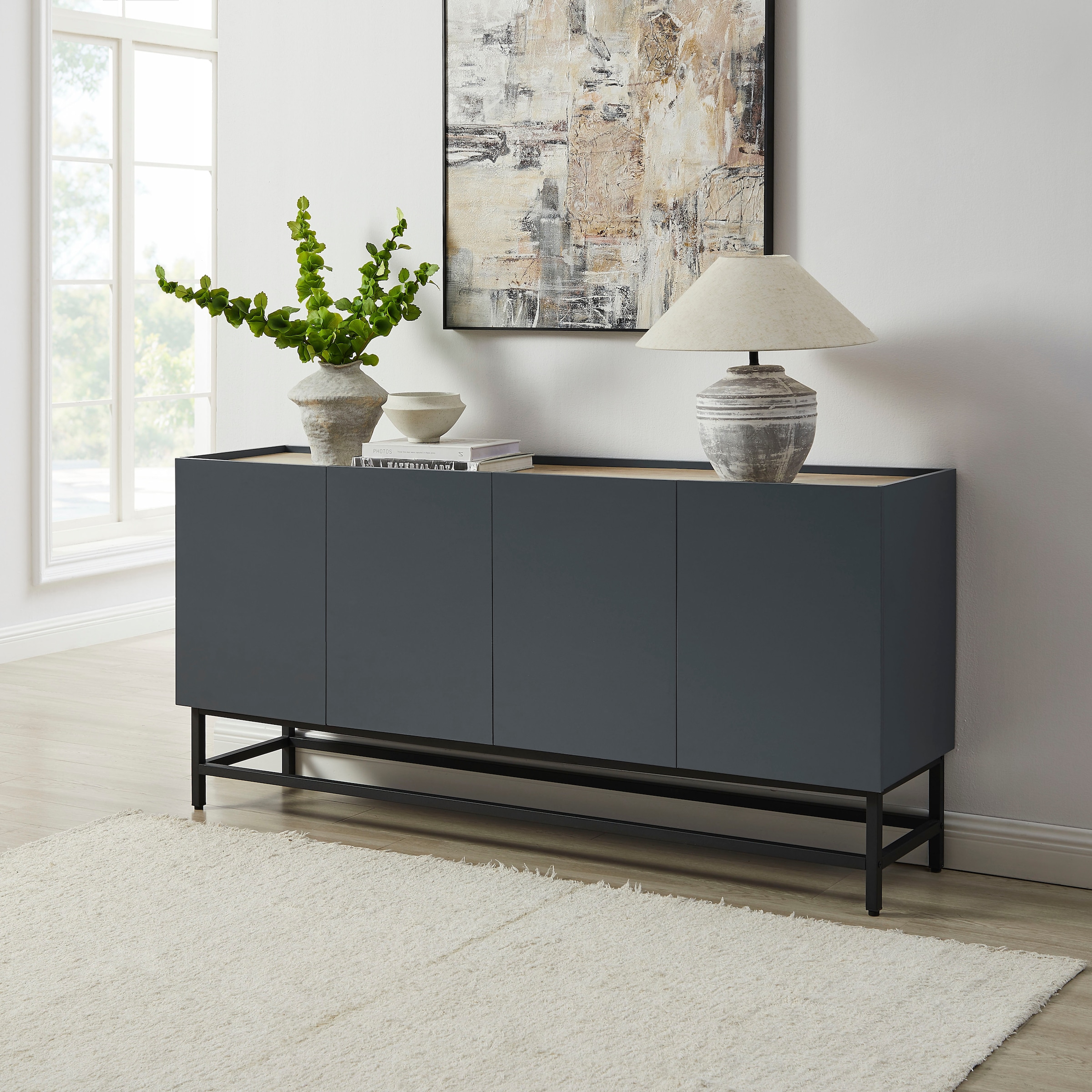 GOODproduct Sideboard »Azly« pflegeleichte Melaminoberfläche, Metallgestell, ABS-Kanten