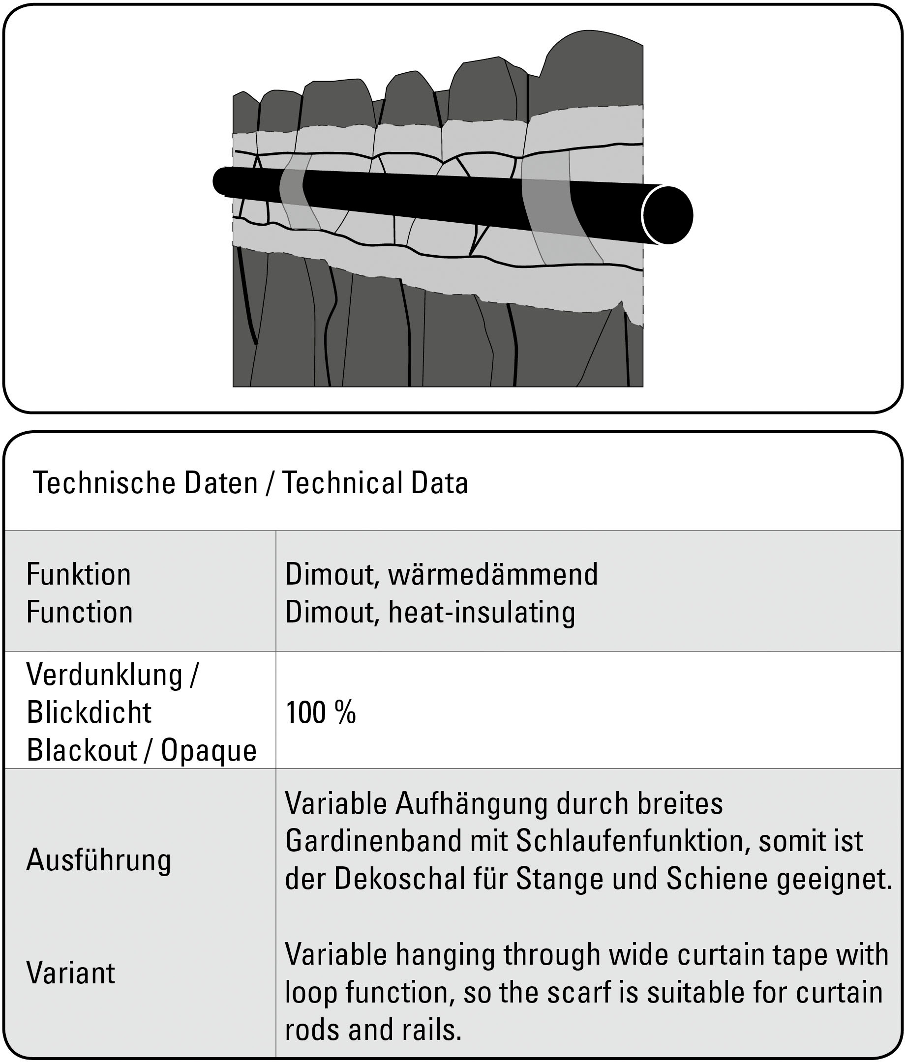 Sehlbach Gardine »Schal Jacquard Ornamente« Schlaufen 1 Stk. tlg. mit Gardinenband und verdeckten Schlaufen