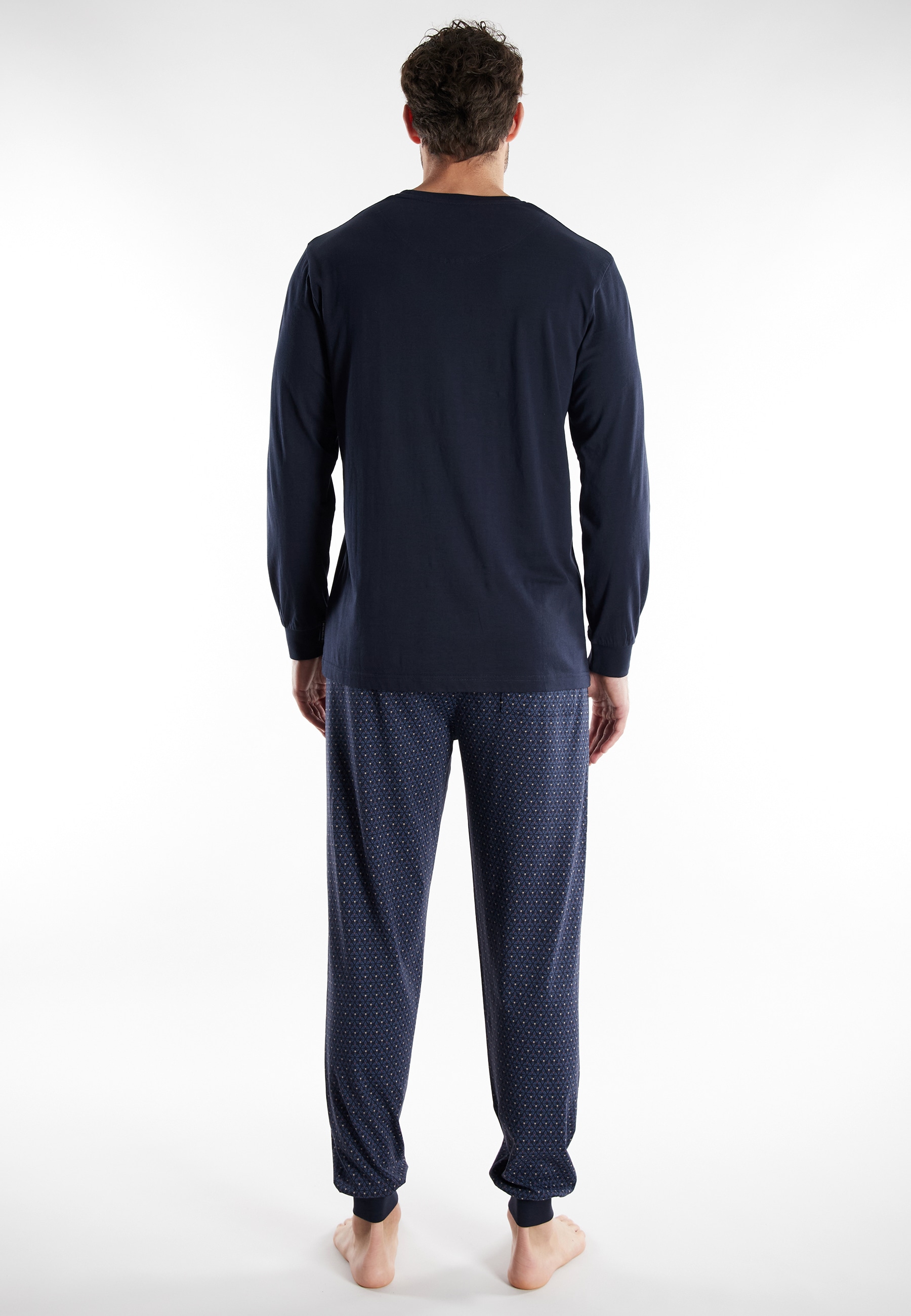 TOM TAILOR Schlafanzug »Rhodos« 2 tlg. Langarm, Rundhalsausschnitt, gepunktet, basic, Baumwolle
