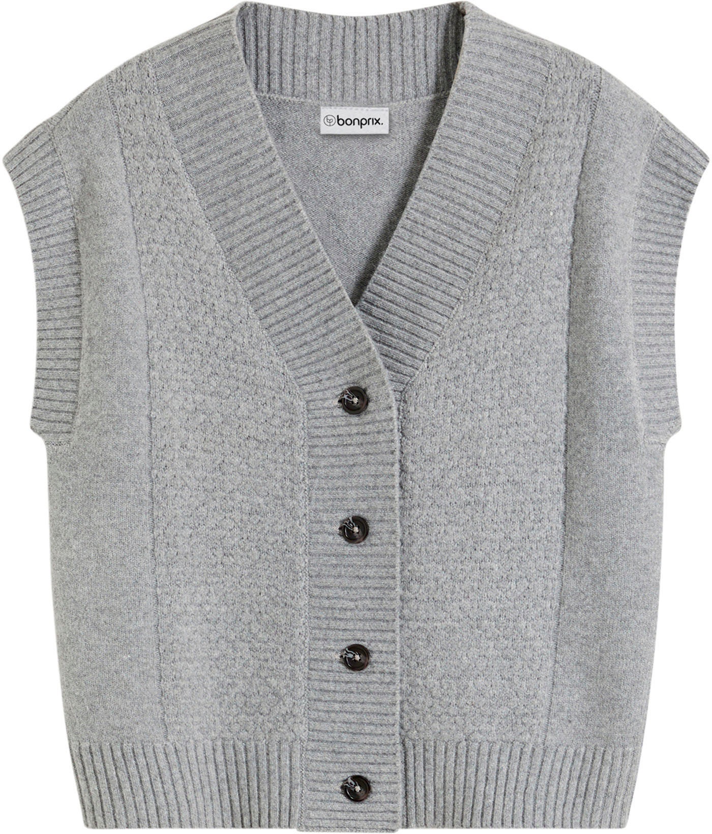 bonprix Strickweste »Strickweste mit Zopfmuster« aus Polyester und Elasthan, bequeme Passform, mit Zopfmuster