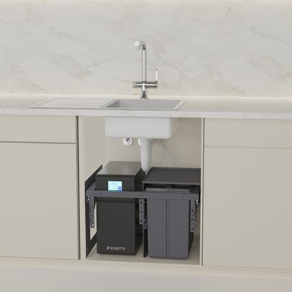 Schütte Système de tri des déchets »Aquastar« 2 Behälter à encastrer, 60cm, 2 compartiments, tiroir, couvercle