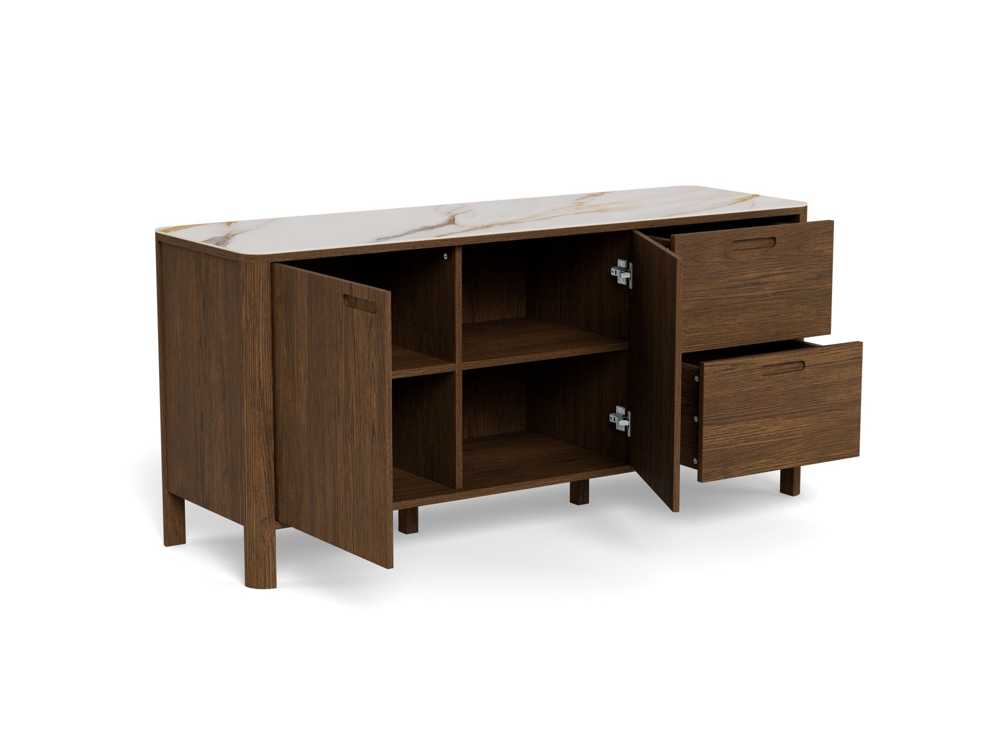 ACTONA GROUP Modules d'armoire »Southampton, Kommode« 1 cuis tlg. Buffet, 2 portes, 2 tiroirs, 2 étagères, chêne fumé, dessus en céramique