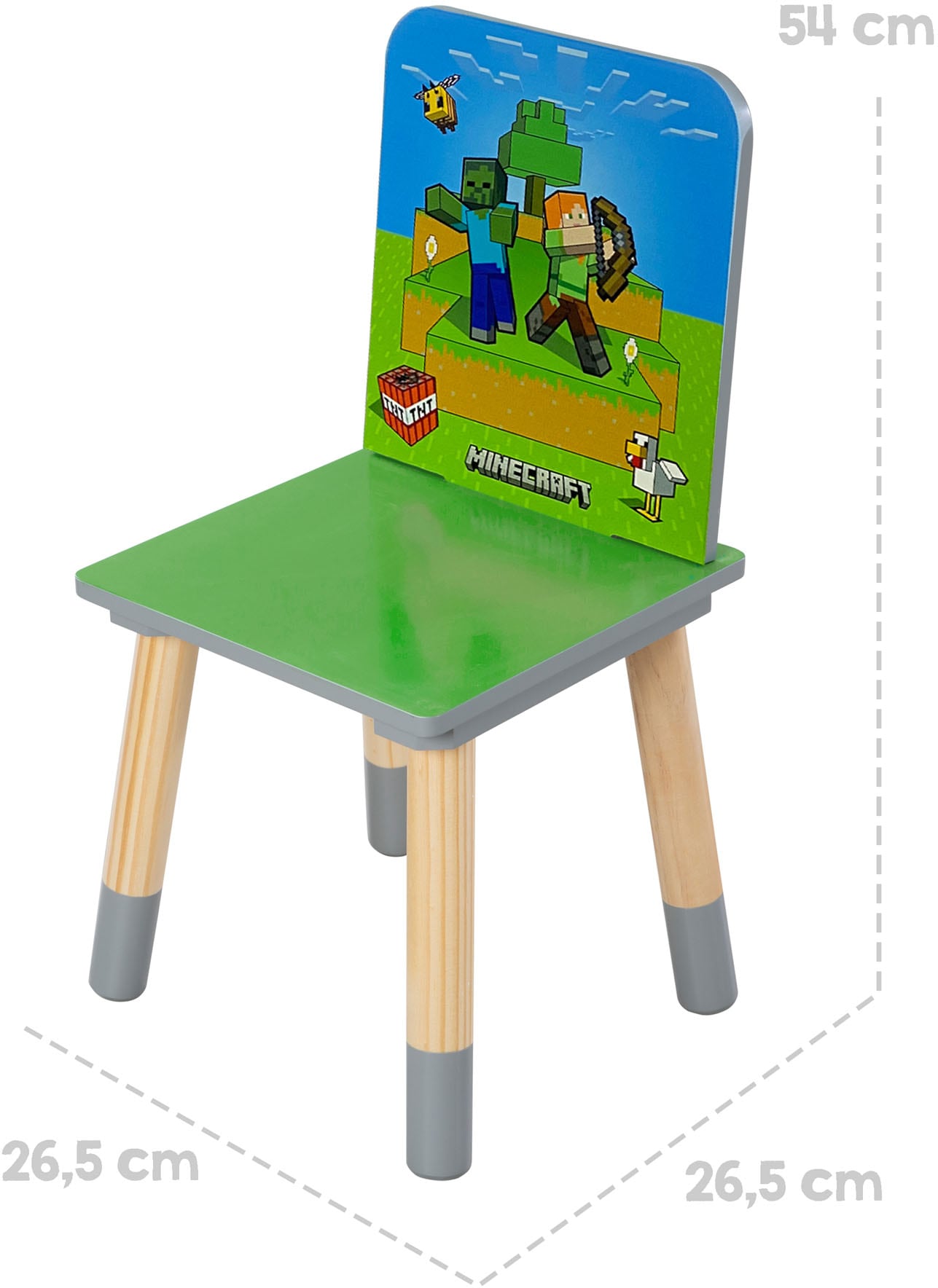 Phoenix Ensemble de sièges pour enfants »Minecraft Sitzgruppe« 3 pièces tlg. ensemble table avec 2 chaises