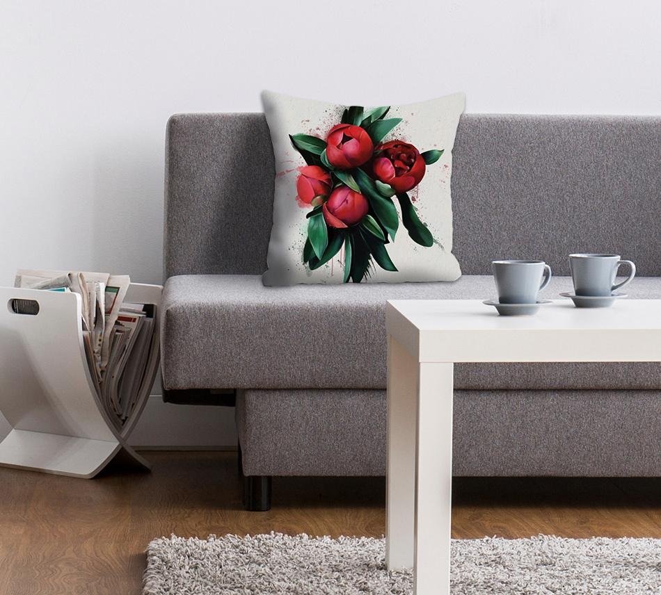 queence Dekokissen »»rote blüten«« Kissenhülle ohne Füllung, 1 Stück