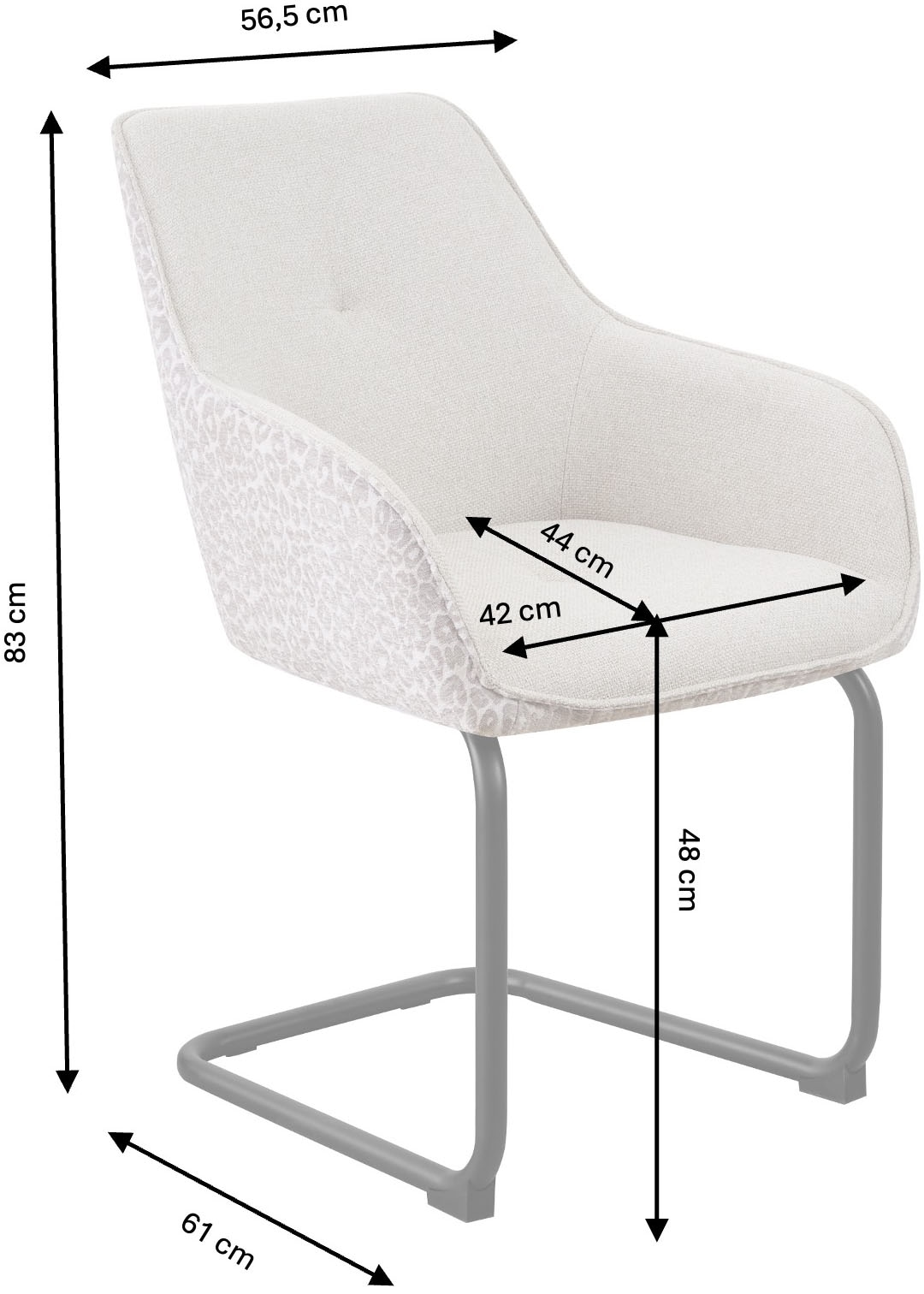 GOODproduct Chaise cantilever »Albany, 2er-Set« (Ensemble) 2 cuismoderner Freischwinger mit Leopardenlook und hochwertigem Webstoff