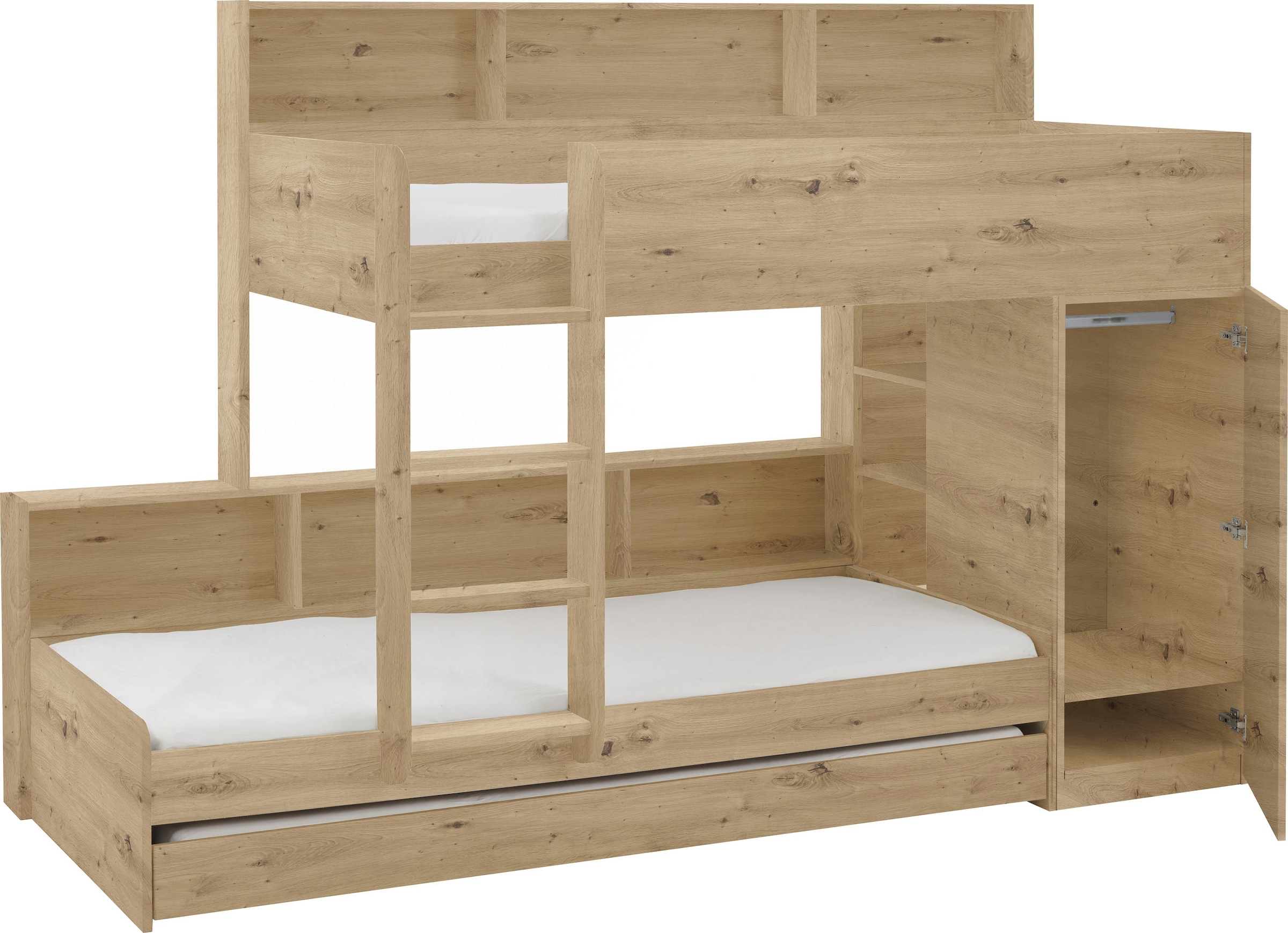 Relita Etagenbett »Sina« mit 2 Schlafgelegenheiten, Kleiderschrank und Regalablagen