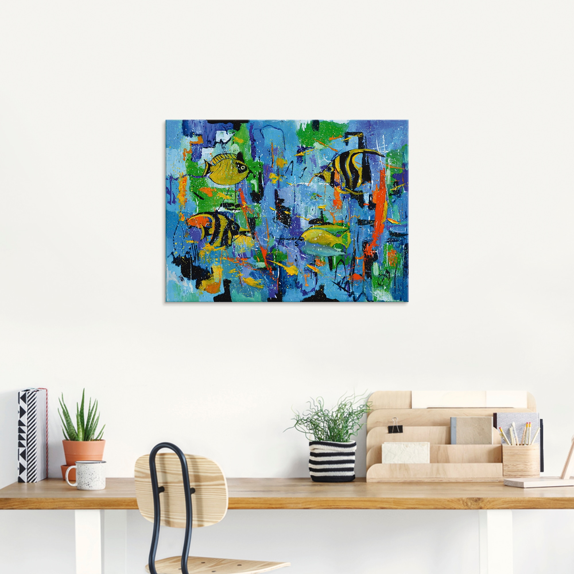 Artland Tableau en verre »Abstrakt Fische Blau« 1 cuis tlg. in verschiedenen Grössen