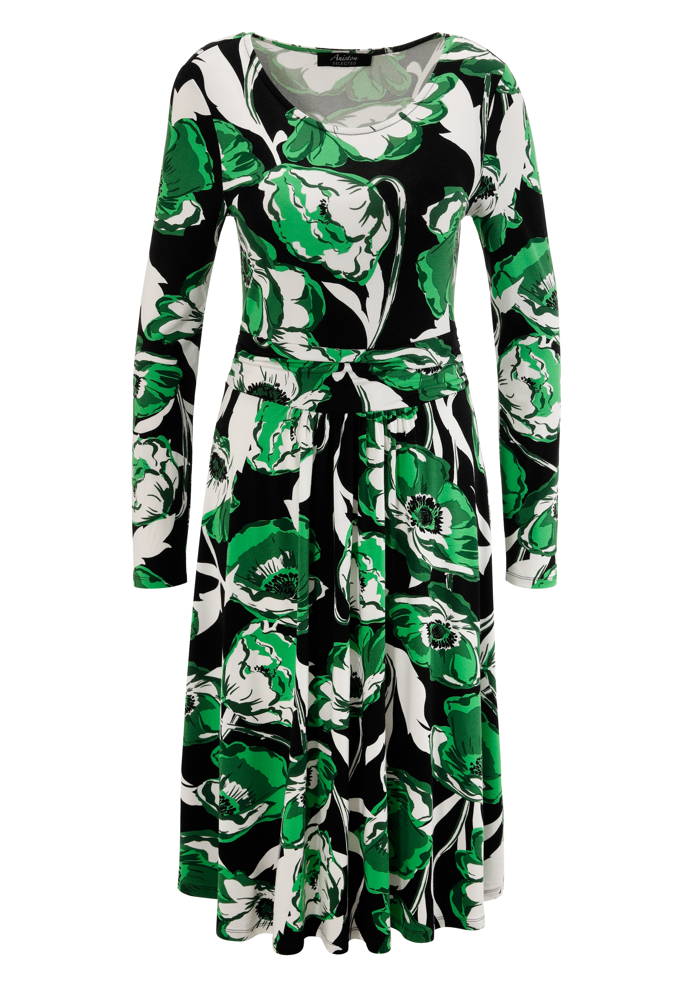 Aniston SELECTED Jerseykleid mit floralem Druck und gerafftem Taillenbund