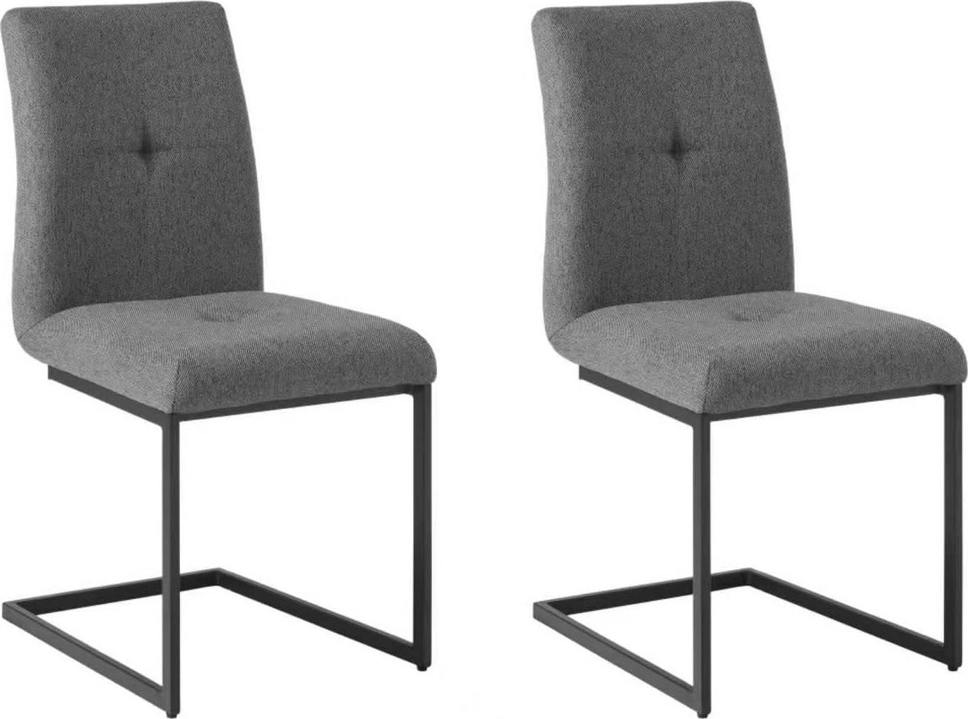 GOODproduct Essgruppe »Vendy, Esstisch ausziehbar plus 6 Freischwinger« Set, Esstisch ausziehbar 160 - 210 cm plus 6 Esszimmerstühle, 7 Stk. tlg. pflegeleichte Strukturstoff-Stühle, 3D-Steppung, ausziehbarer Tisch