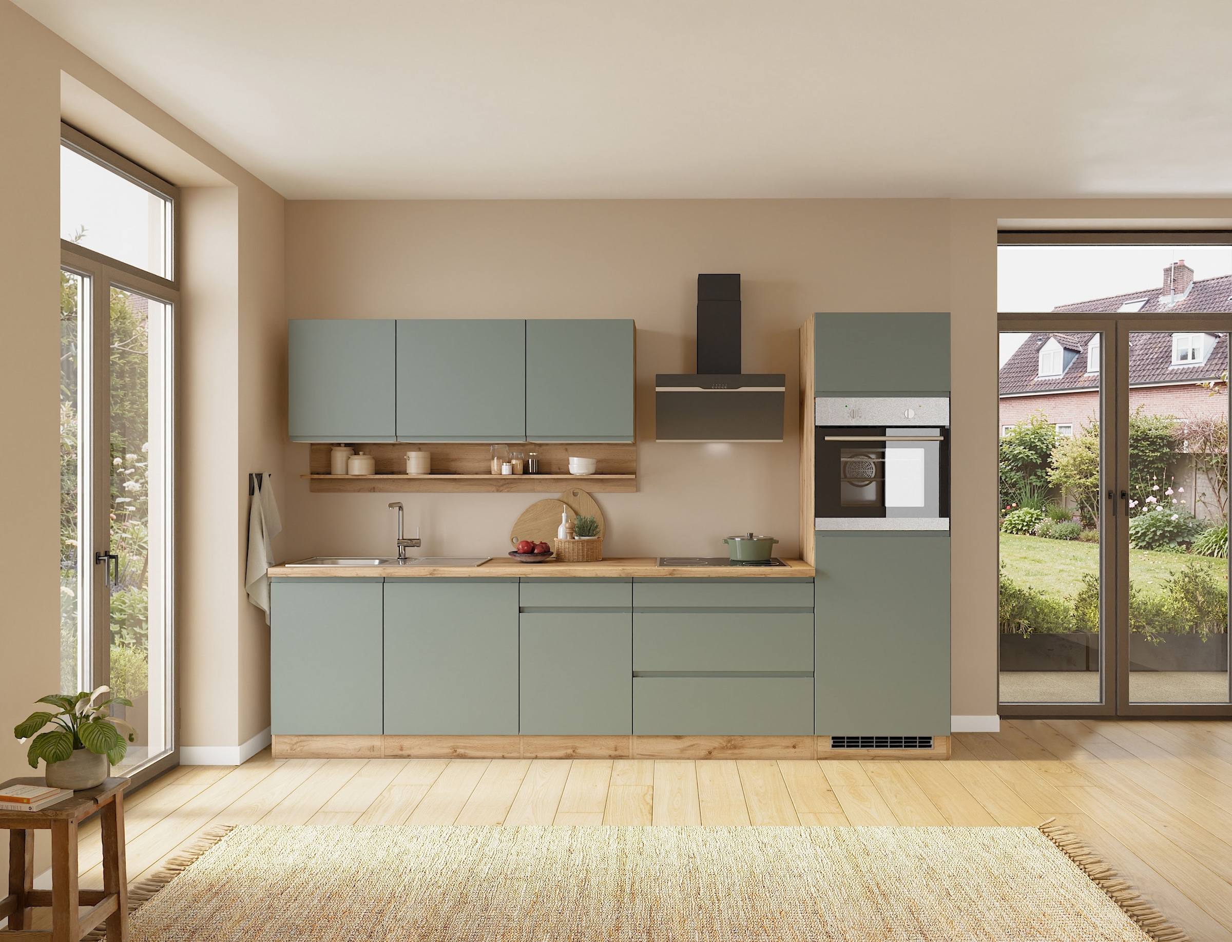 KOCHSTATION Four/réfrigérateur encastrable »KS-Virginia,neu in verbesserter Ausführung« Rangement, Softclose,  largeur 60 cm, hauteur 200 cm, niche pour poêle L/H/P : 56/59/55 cm