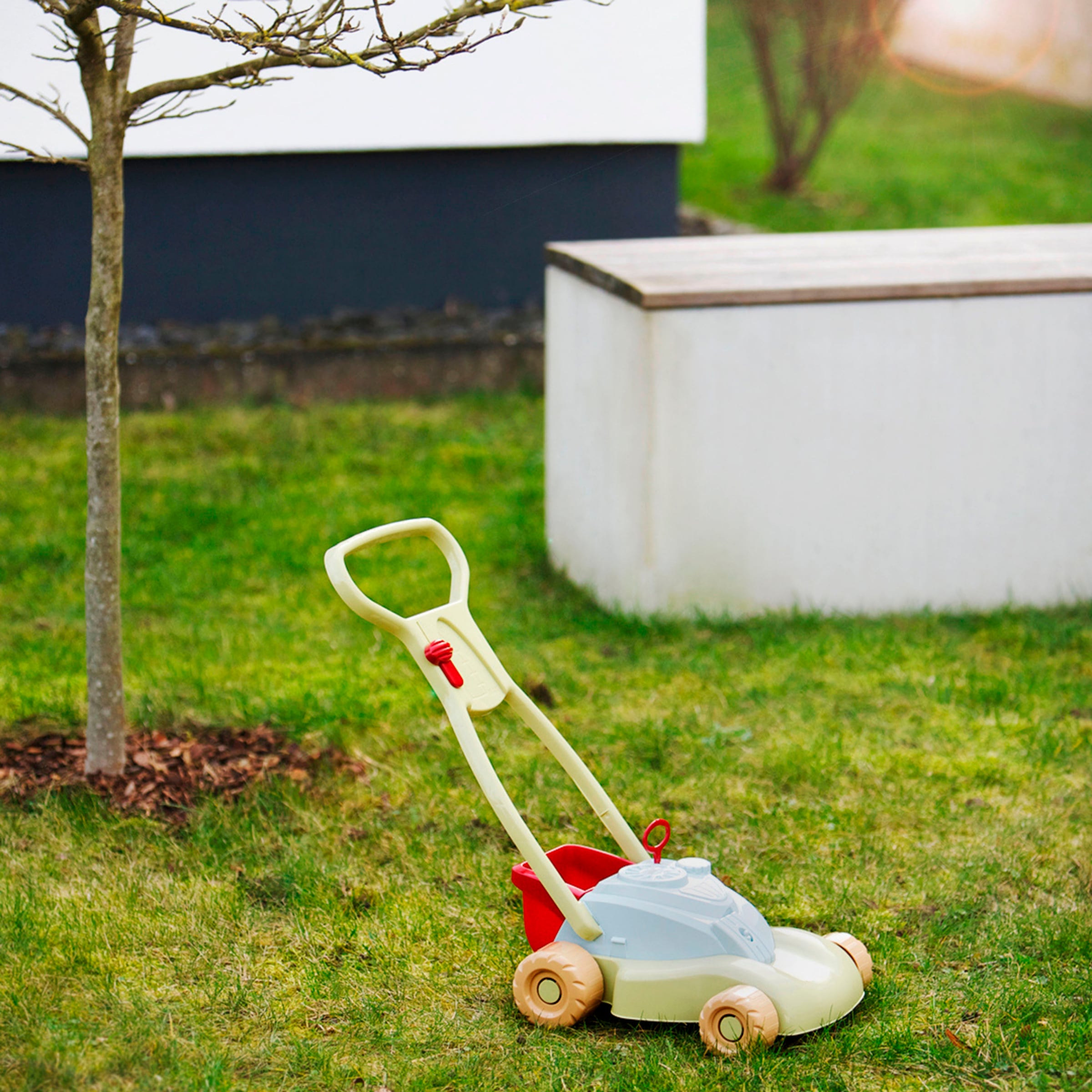 Klein Tondeuse à gazon pour enfants »Little Foot, Rasenmäher mit Grasfang, aus Recyclingkunststoff« Made in Germany