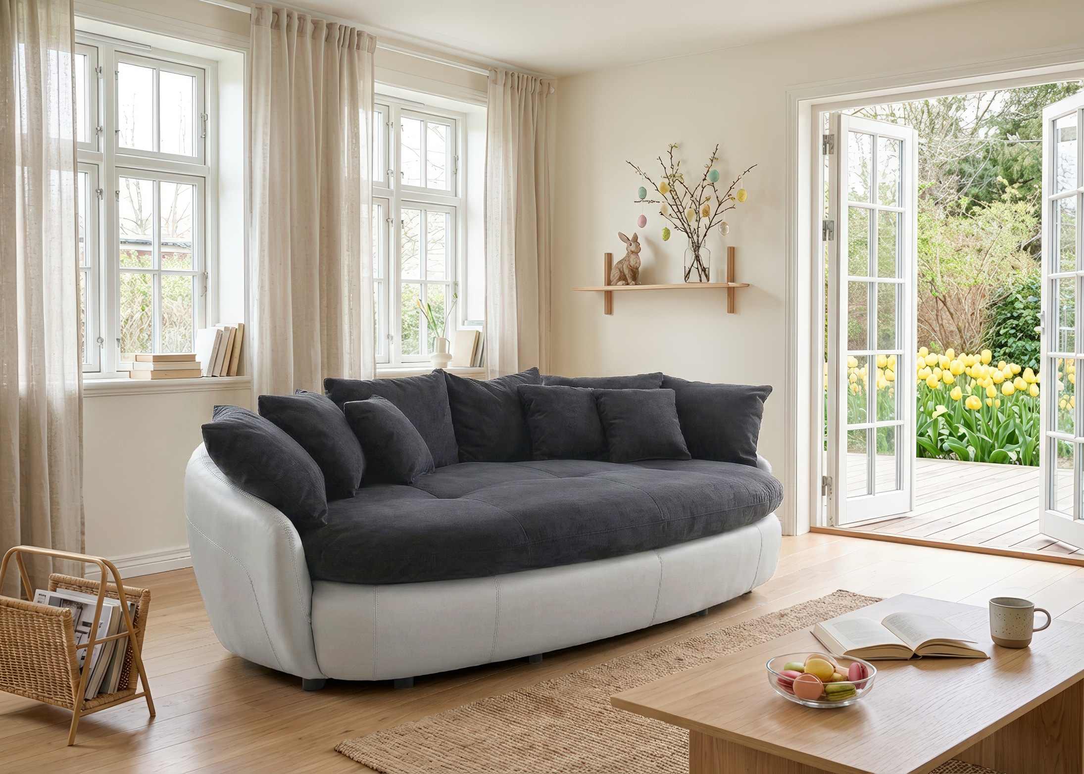 COTTA Canapé Big »Aruba« gemütliches Megasofa in XXL in organischer Form mit vielen Kissen