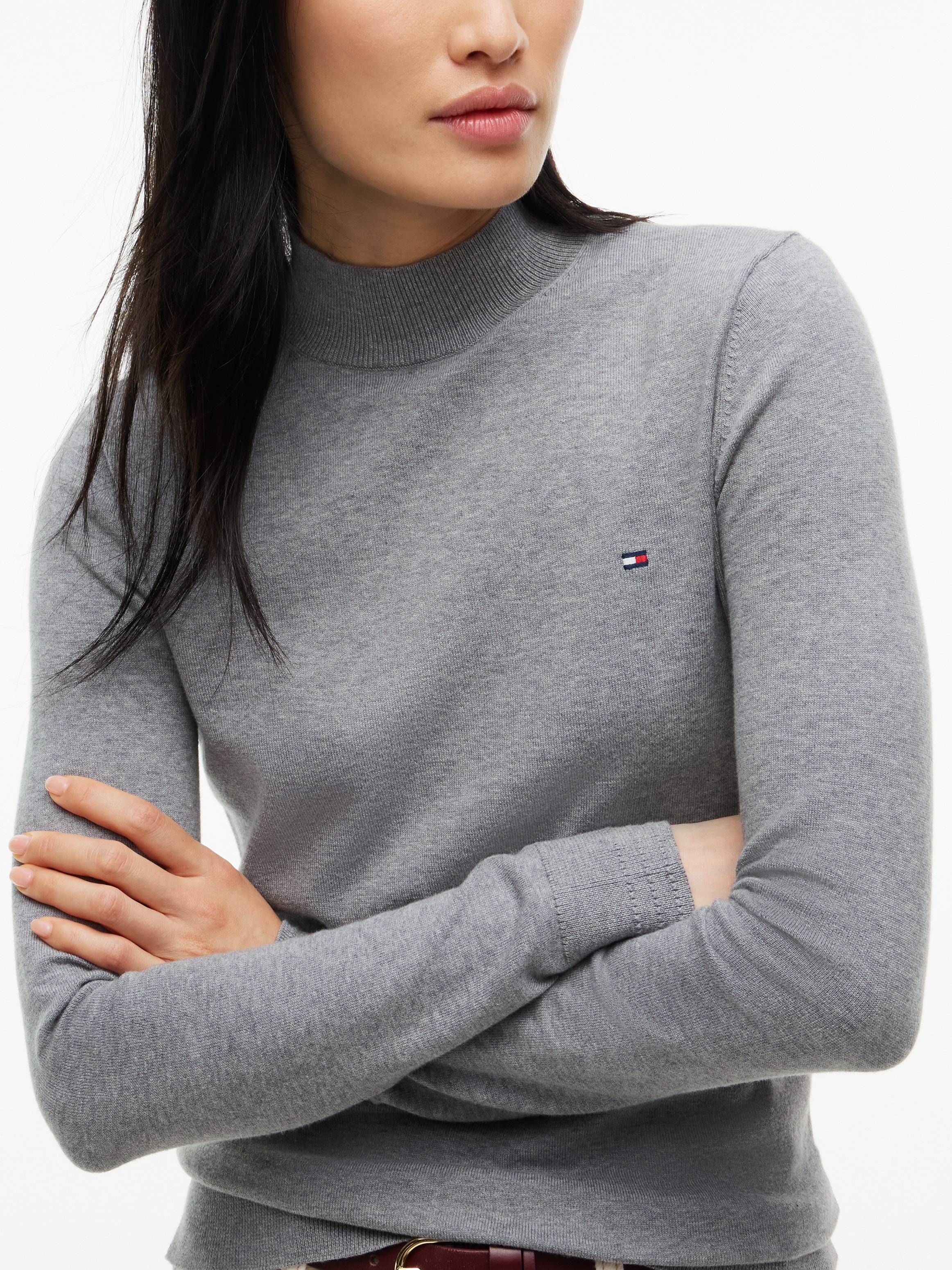 Tommy Hilfiger Pull en tricot »COTTON JERSEY SLIM MK-NK SWT« Mélange de coton, coupe slim