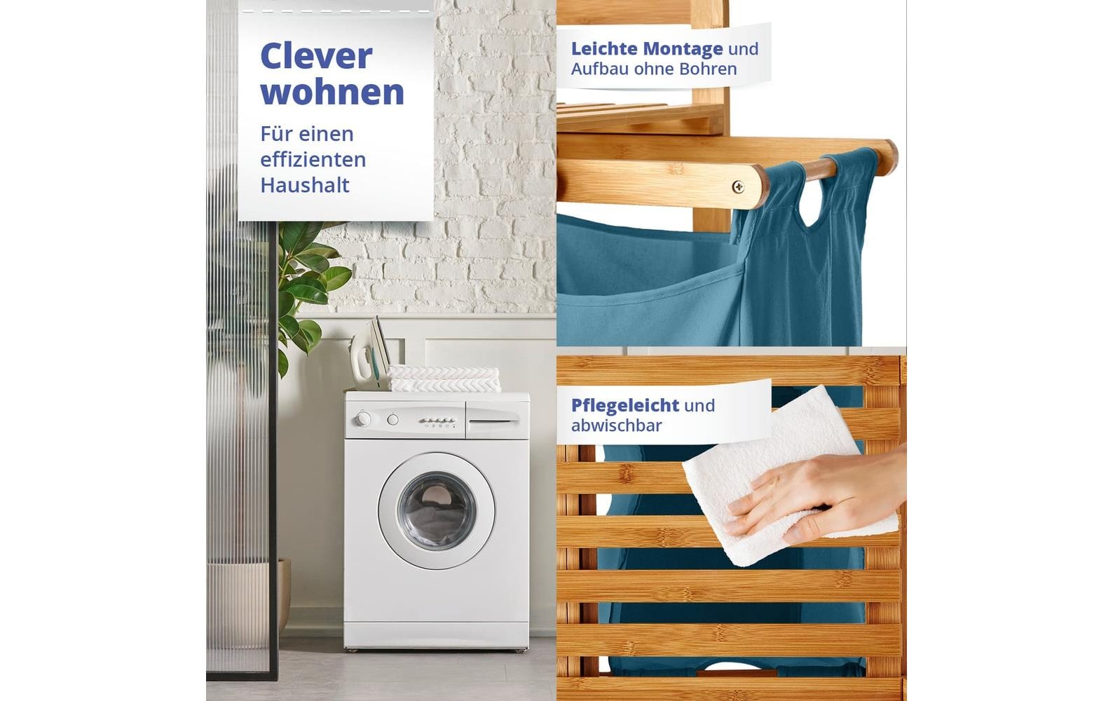 Lumaland Panier à linge »Bambus 60 l«