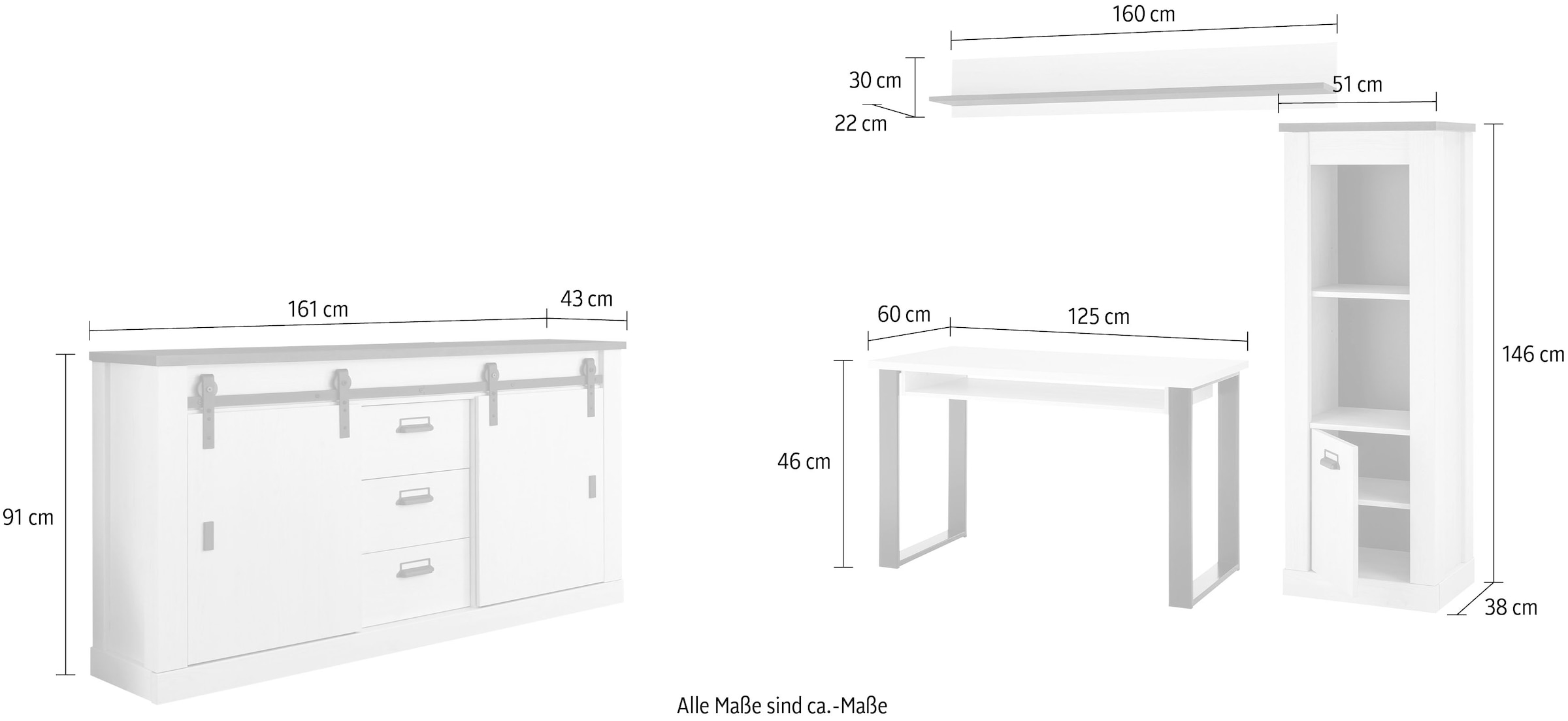 Home affaire Set d'armoires »SHERWOOD« 4 cuis tlg.