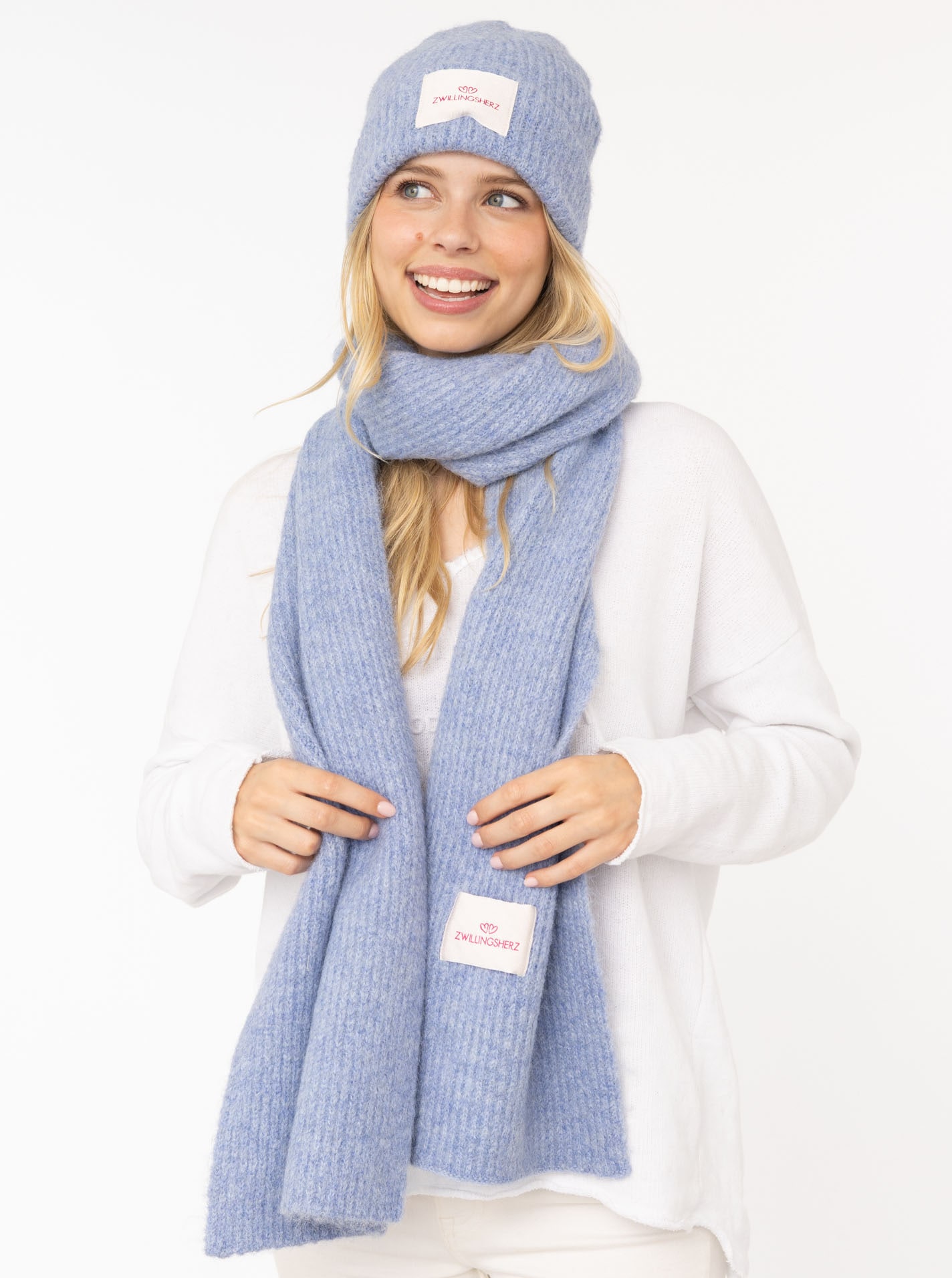 Zwillingsherz Strickmütze »"Zwillingsherz Patch"« gerippt,  mit Wolle und Umschlag, mit Patch