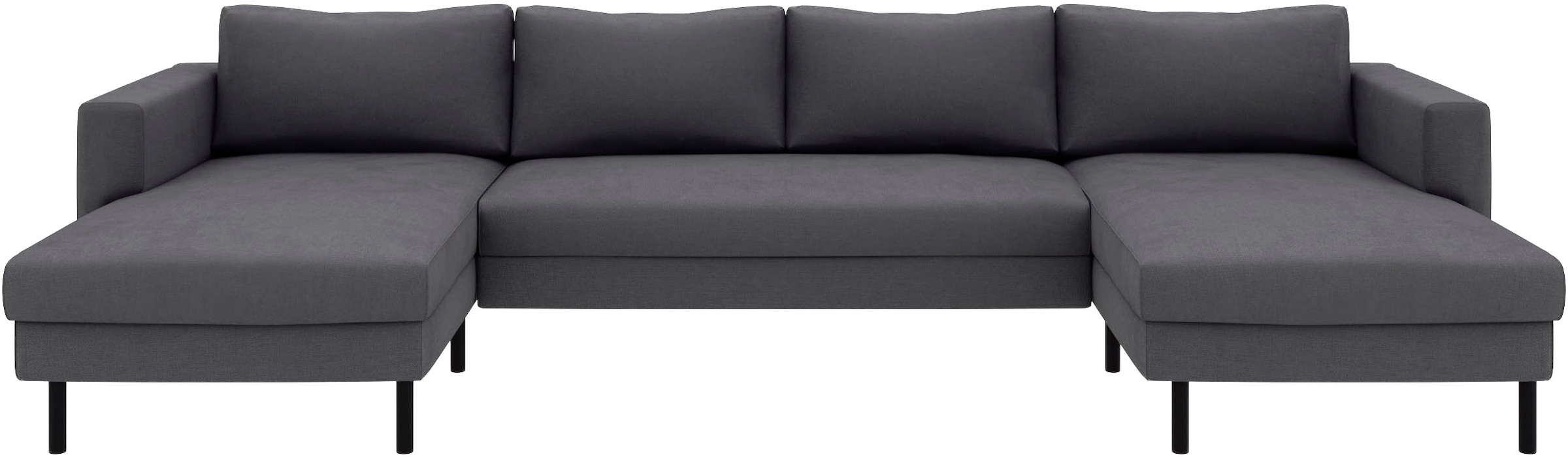 TRENDMANUFAKTUR Wohnlandschaft »Amazing II, wahlw. mit Schlaffunktion & Bettkasten, Fuss schwarz« Sofa in U-Form, in Cord, Struktur LEO o. Struktur LINO, Breite 305 cm
