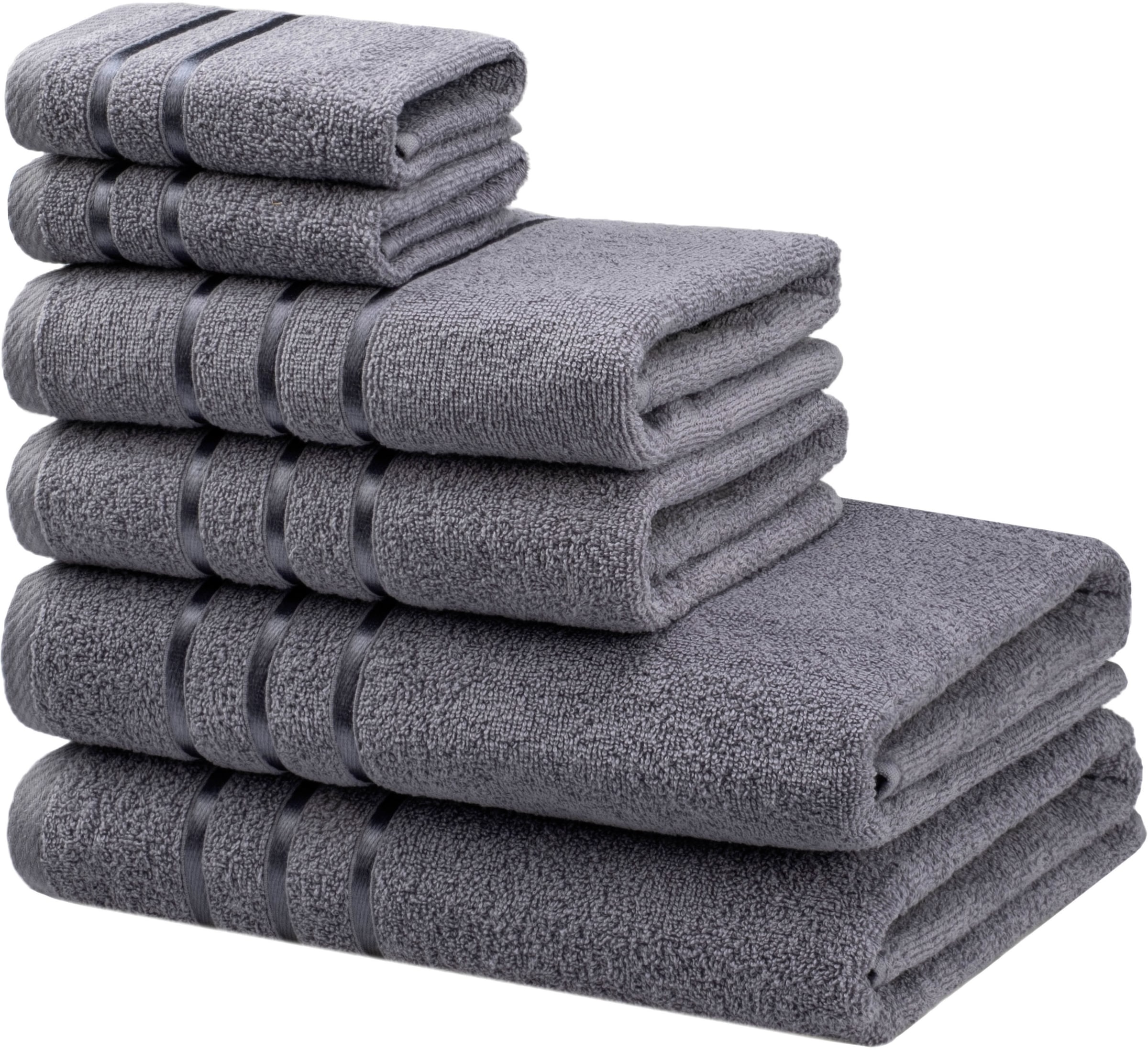 Bruno Banani Handtuch Set »Clement, Duschtücher, Handtücher, Seiftücher« Set mit dezent glänzender Streifenbordüre, einfarbig, aus 100% Baumwolle