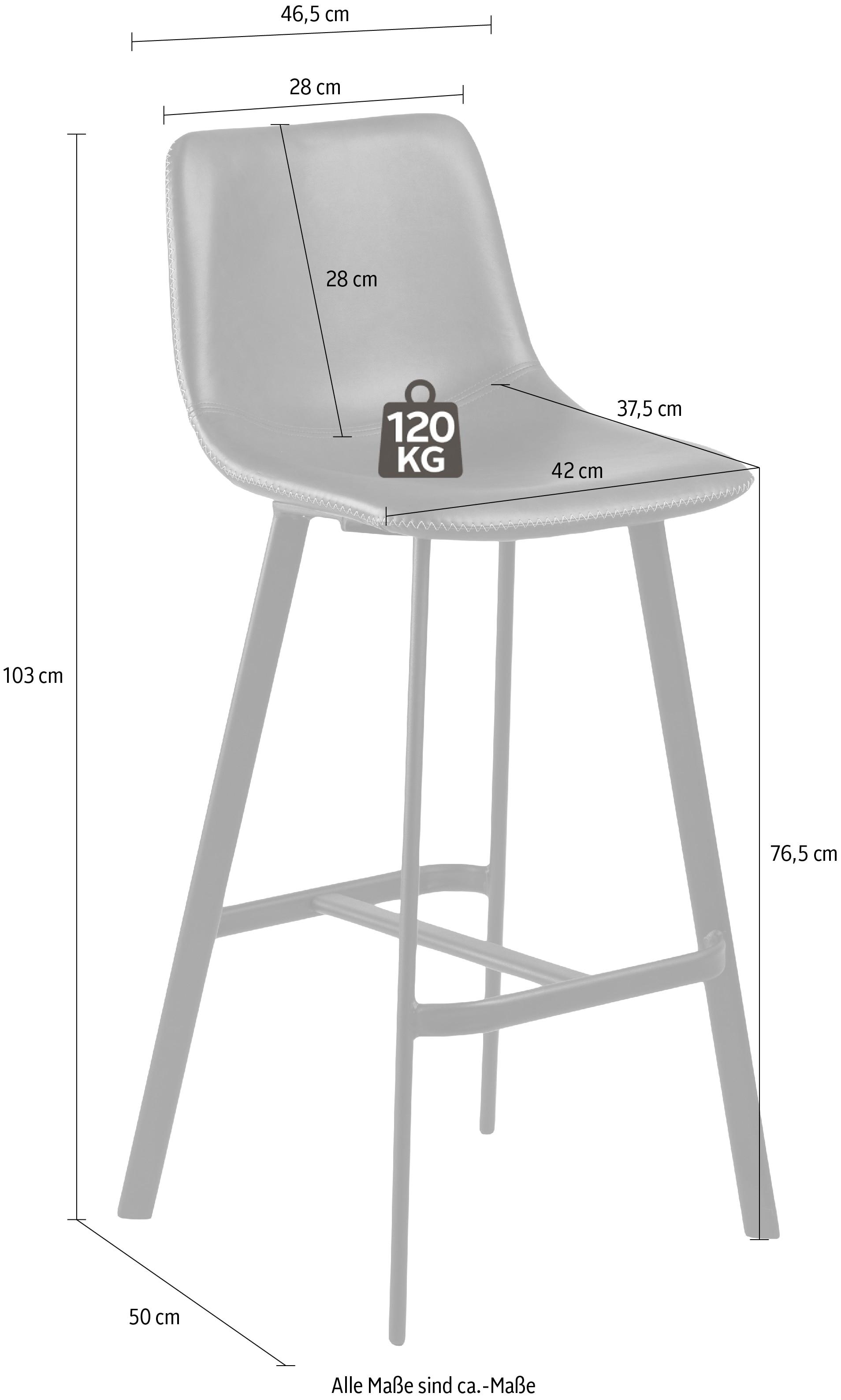 ACTONA GROUP Chaise de bistrot »Ohio« (Ensemble) 2 cuissiège avec pieds rectangulaires en acier et repose-pieds, plusieurs variantes
