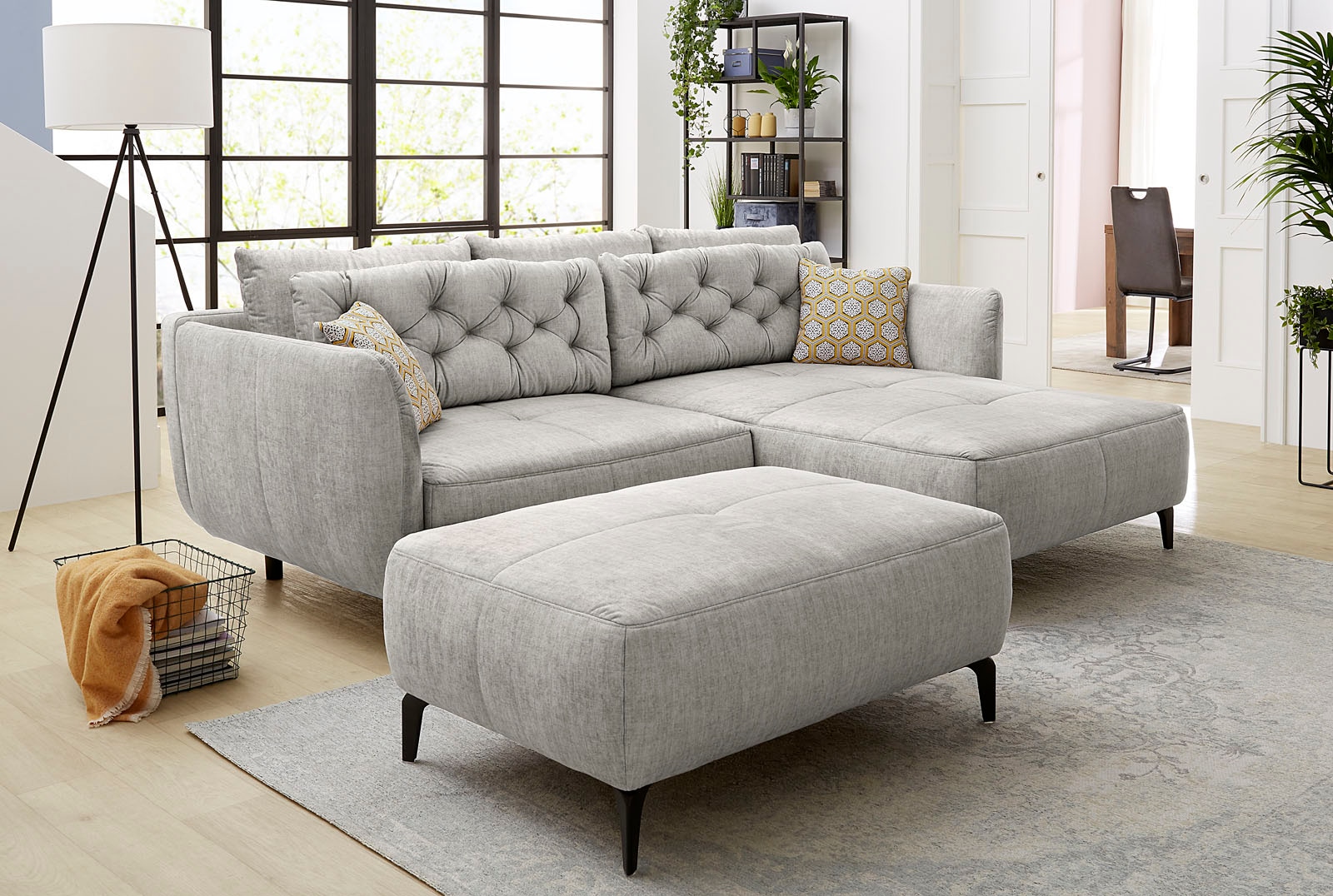 Jockenhöfer Gruppe Hocker »Salo, B: 114 cm« im Retrolook mit Wellenunterfederung und frei im Raum stellbar