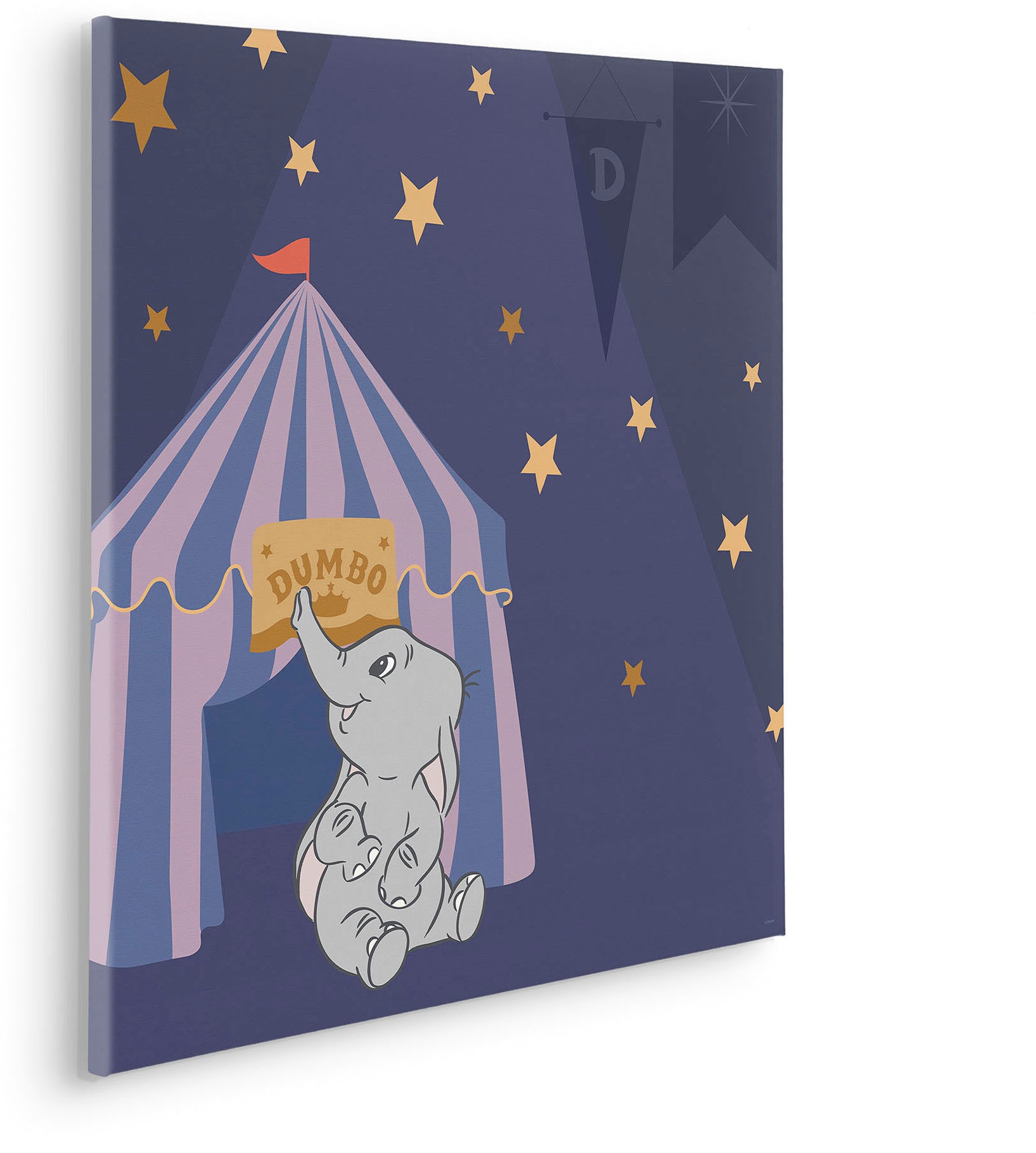 Komar Leinwandbild »Starry Night with Dumbo - Grösse 60 x 60 cm« Disney 60 x 60 cm (Breite x Höhe), 1 Stk. tlg. Keilrahmenbild mit Echtholzrahmen, Kinderzimmer