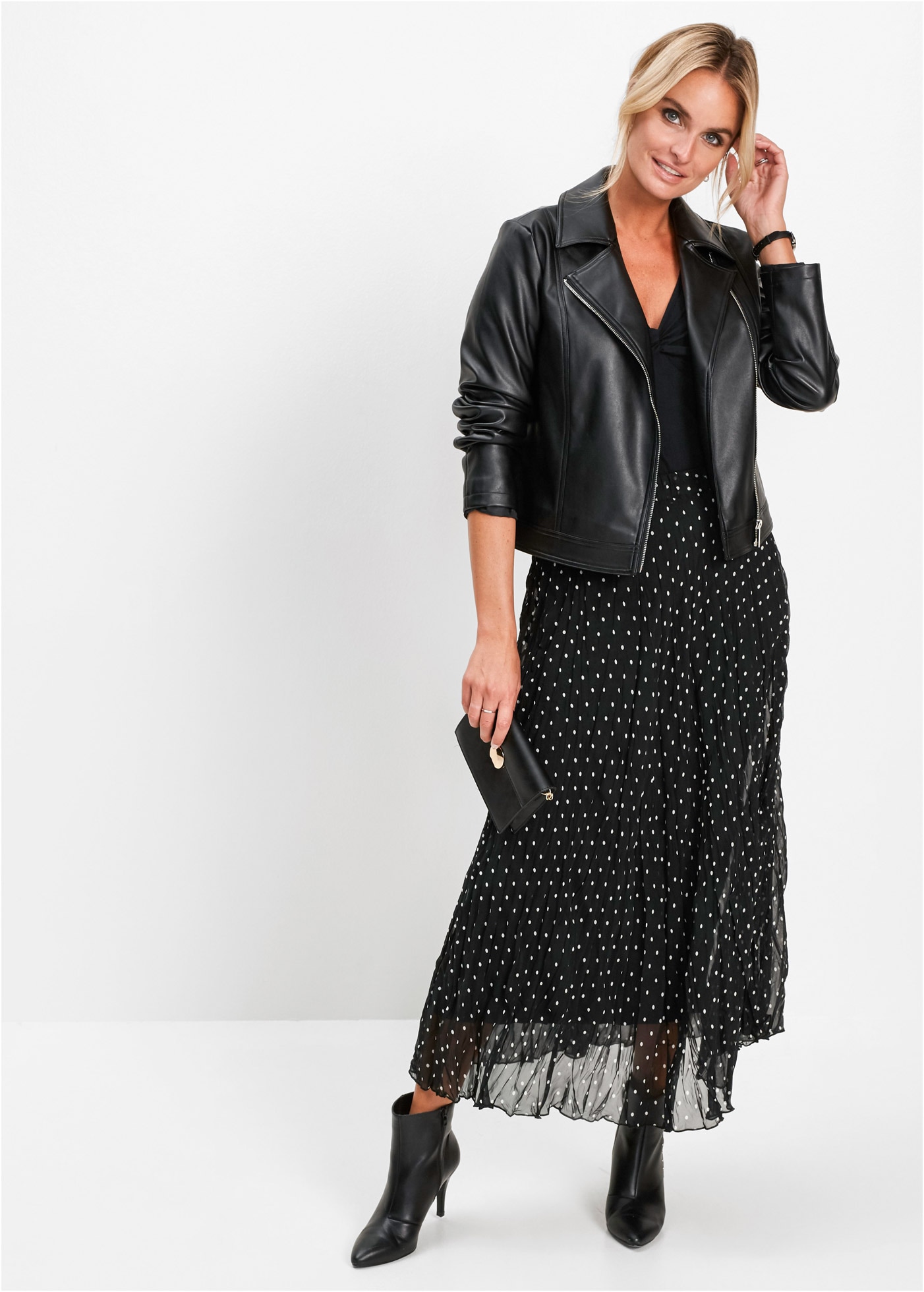 bonprix Plisseerock mit Elastikbund, in A-Linie, mit Crash-Optik