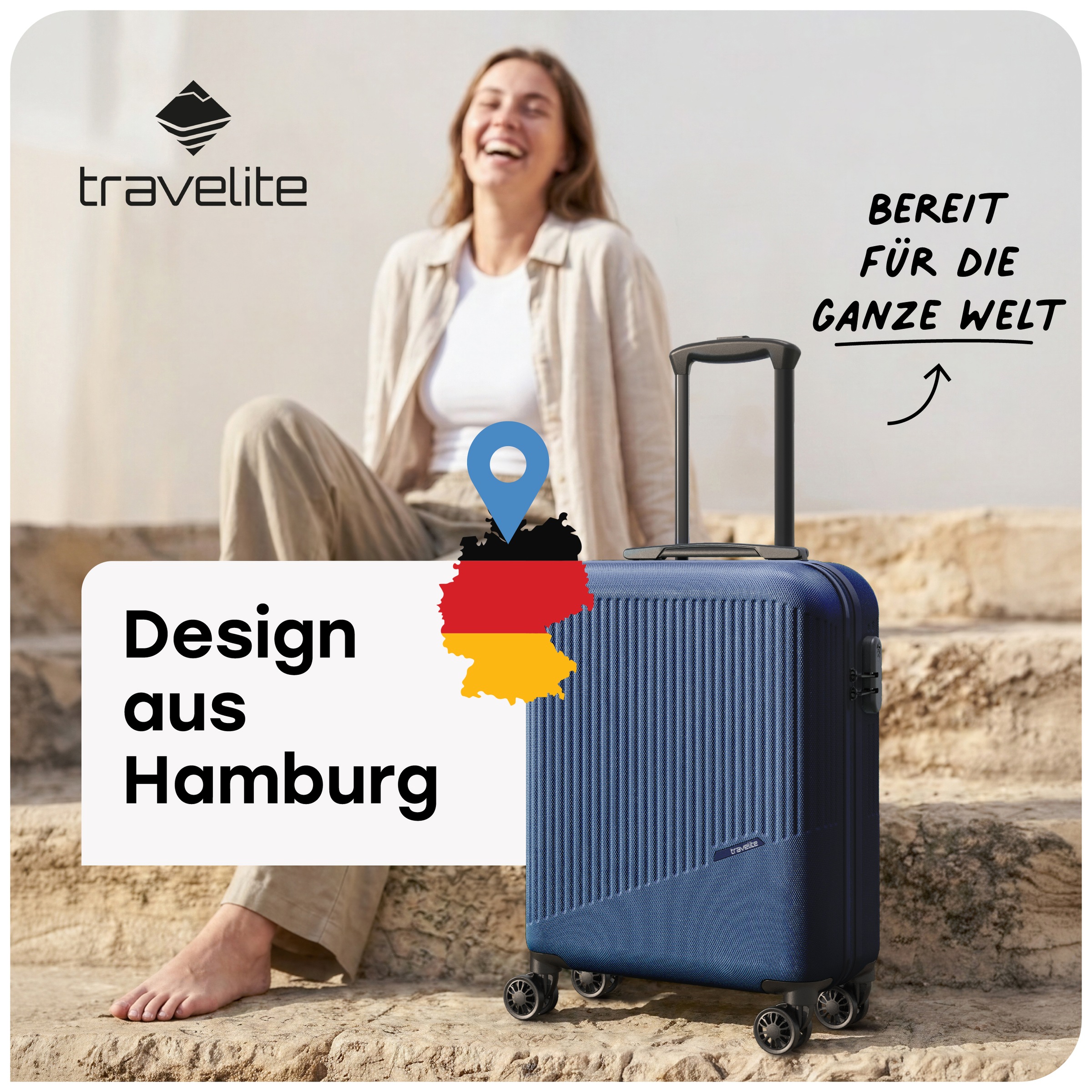 travelite Trolley à coque dure »BALI Reisekoffer Hartschale« 34 litre 4 Rollen serrure TSA – bagage de voyage robuste