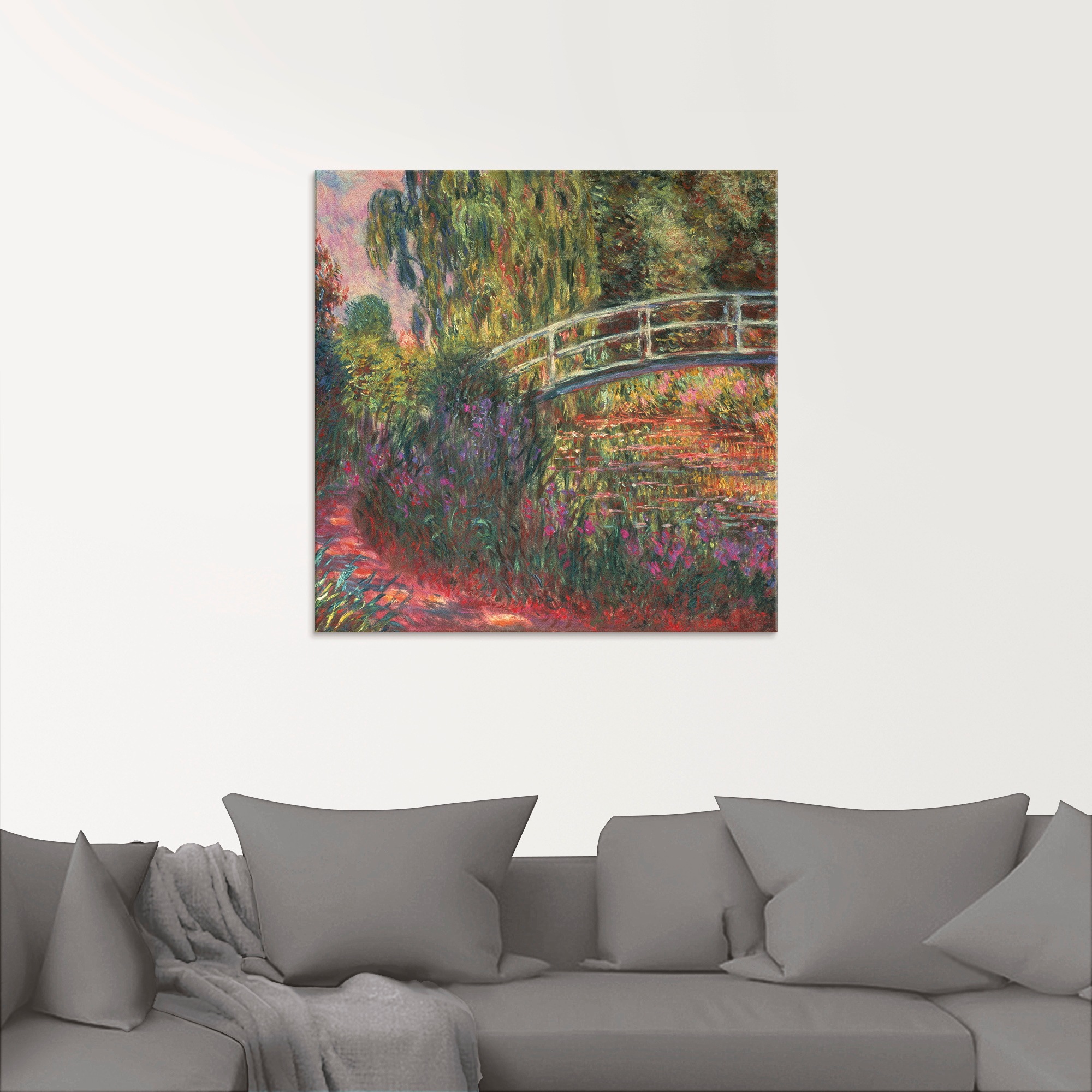 Artland Tableau en verre »Japanische Brücke im Garten von Giverney« Jardin 1 cuis tlg. disponible en différentes tailles