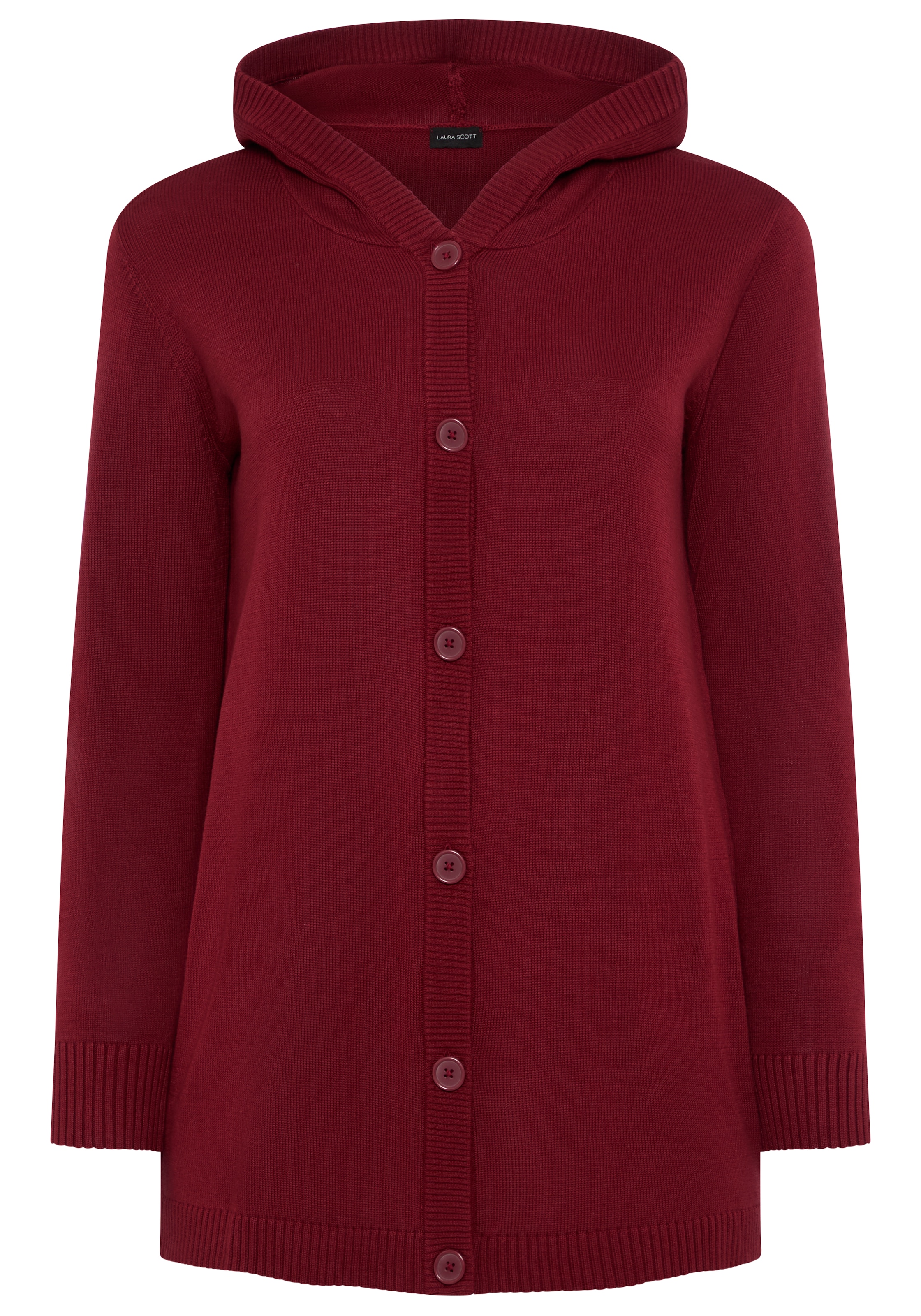 Laura Scott CURVE Kapuzenstrickjacke »Grosse Grössen« mit langem Schnitt, figurumspielende Passform, Langarm