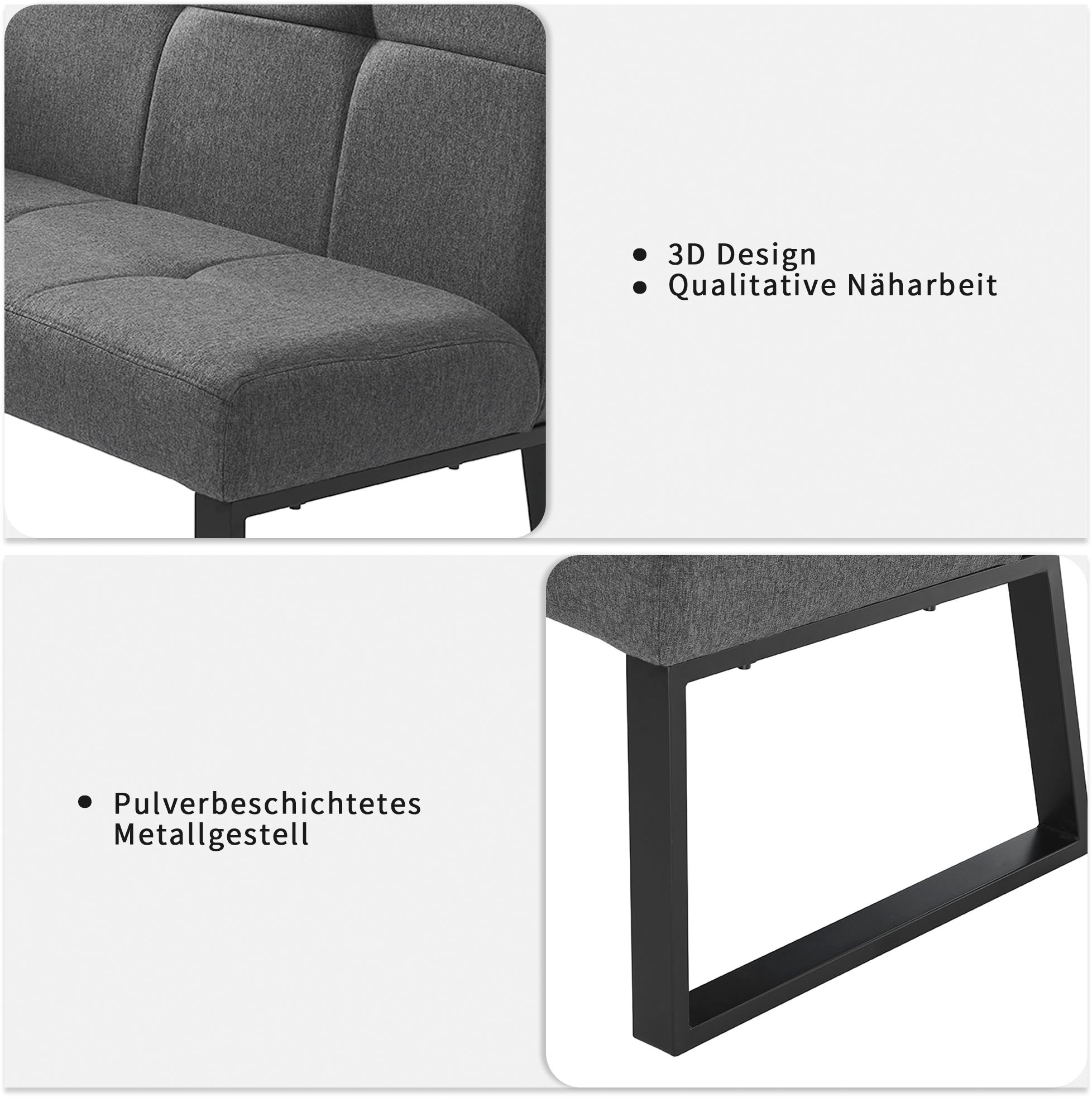 GOODproduct Banc d'angle »Geranie, Sitzbank, Essbank, pflegeleichter Strukturstoff« deux tissus d'ameublement, deux couleurs de tissu, structure métallique laquée poudre