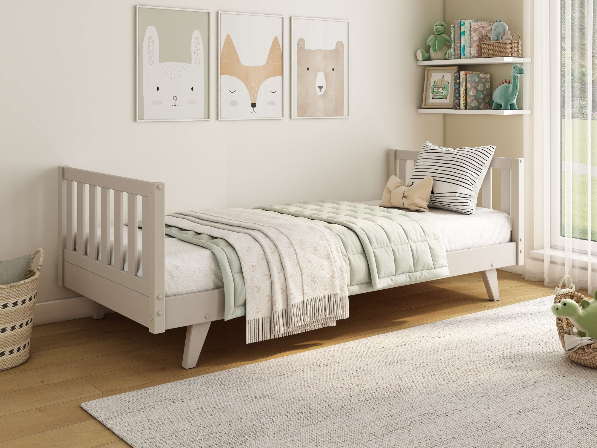 GOODproduct Lit d'enfant »Avelin« Pin massif, certifié FSC®, en couleur tendance cachemire beige