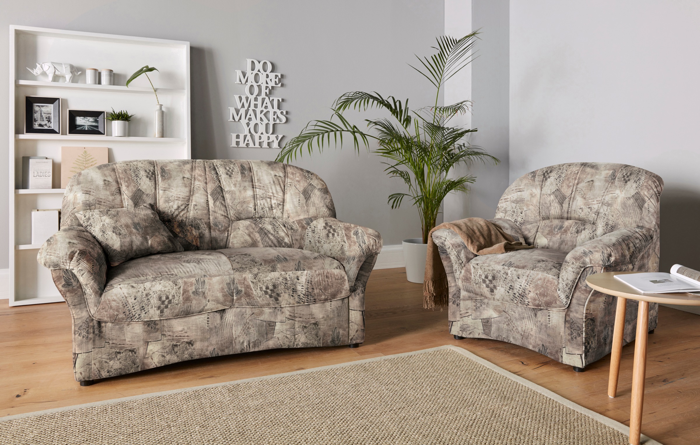 DOMO collection 2-Sitzer »Bahia Couch, B/T: 153/92 cm, belastbar bis 140kg/ Sitz, mit Federkern« Microfaser MELROSE®, mocca