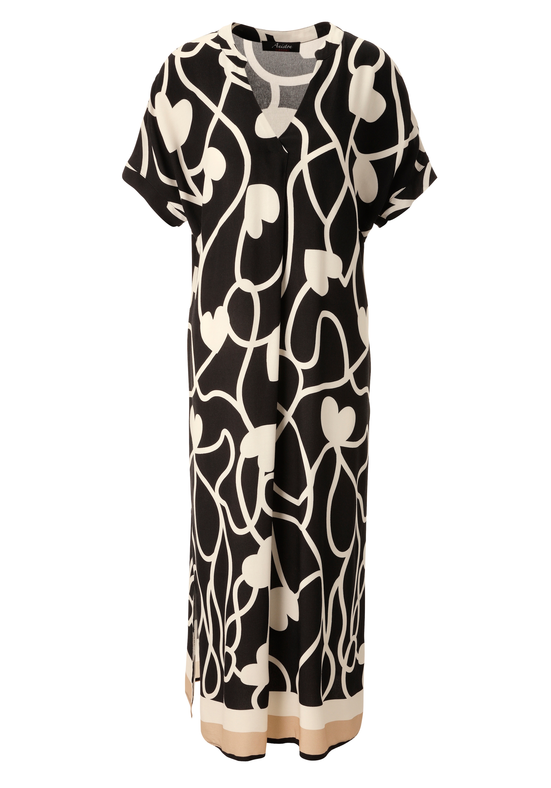 Aniston CASUAL Robe d'été mit Herzen im grafischen Druck und Bordüre am Saum - NEUE KOLLEKTION