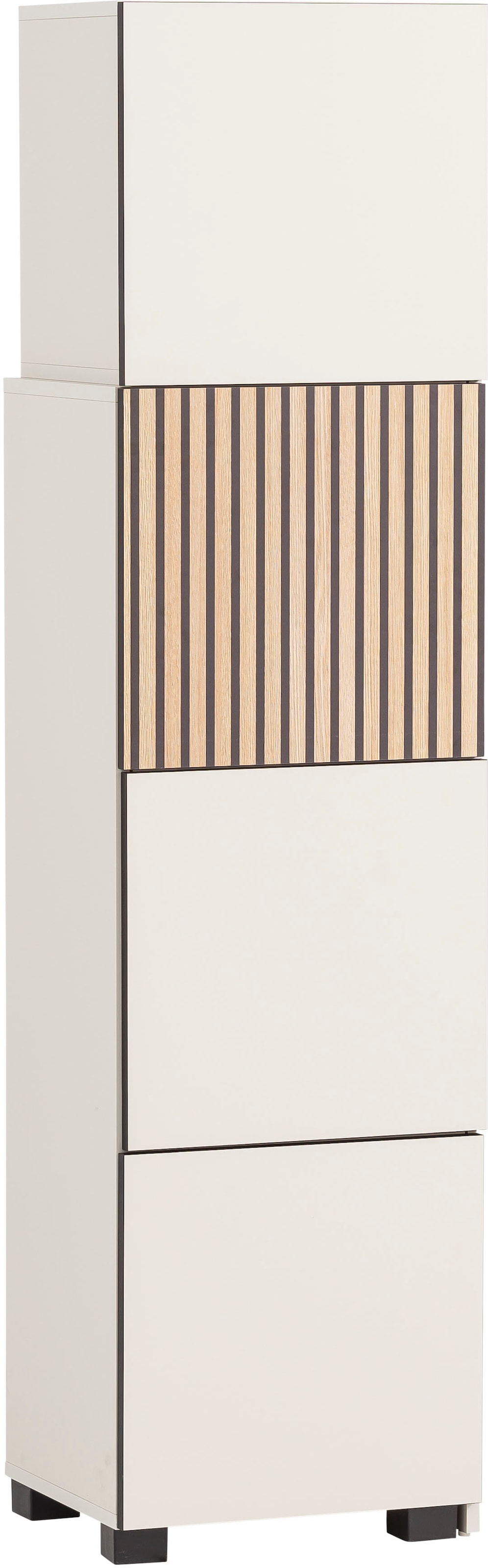 welltime Étagère coulissante »Alexa, Breite variabel von 40 bis 70 cm« Türfront mit Akustikprint, grifflose Öffnung