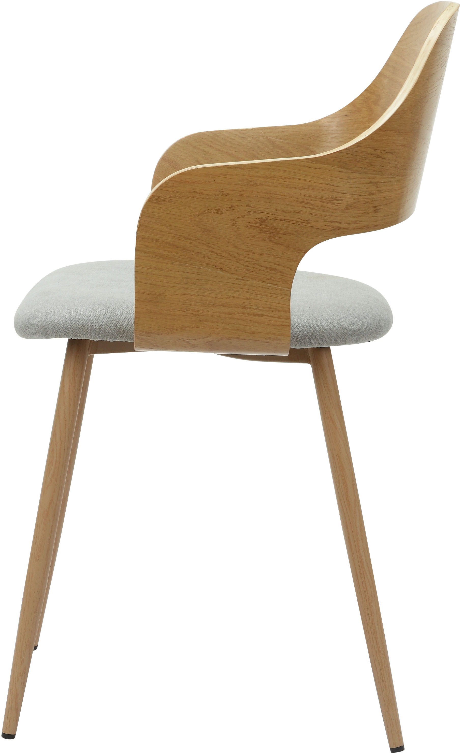 Home affaire Chaise de salle à manger »Belleville« (Set) 2 cuisRückenlehne in Eichenfurnier, Beine aus Metall