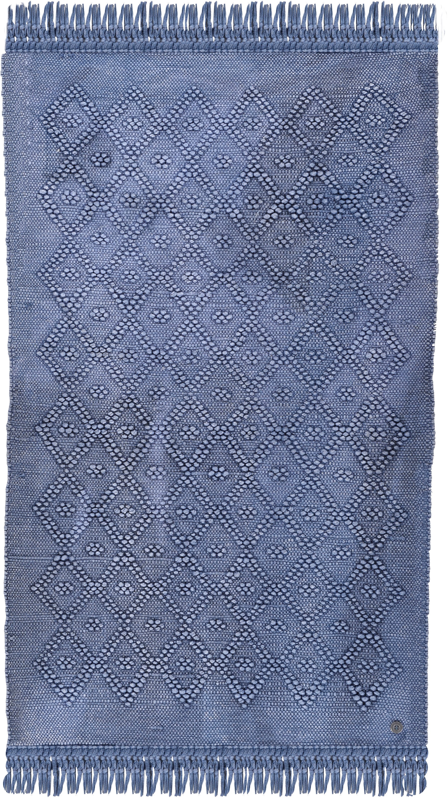 TOM TAILOR HOME Badematte »Vintage Wash« Höhe 6 mm fussbodenheizungsgeeignet Badteppich, Uni Farben, Rauten Muster, mit Fransen, reine Baumwolle