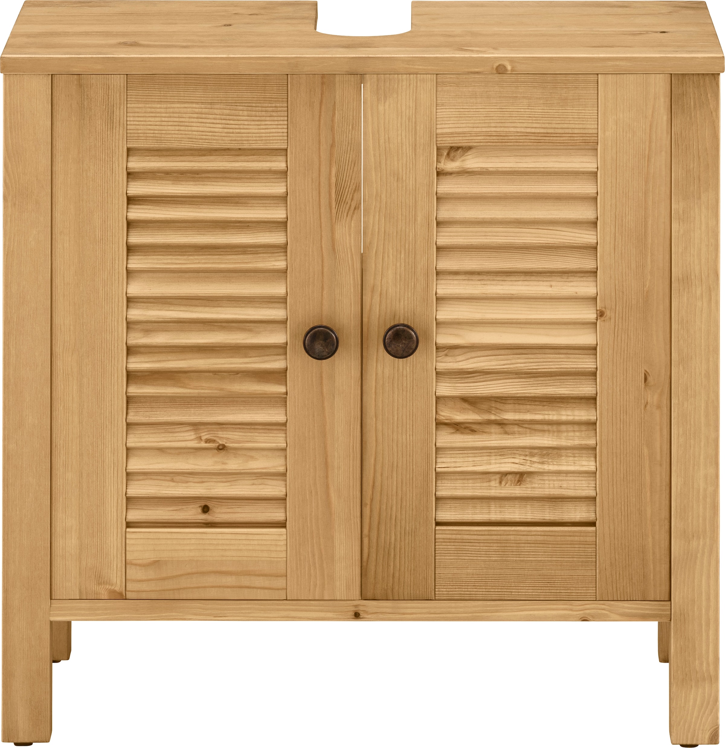 GOODproduct Armoire sous lavabo »Ayanna« aus Massivholz, FSC®, Lamellenfront, Höhe 57 cm, Breite 59 cm