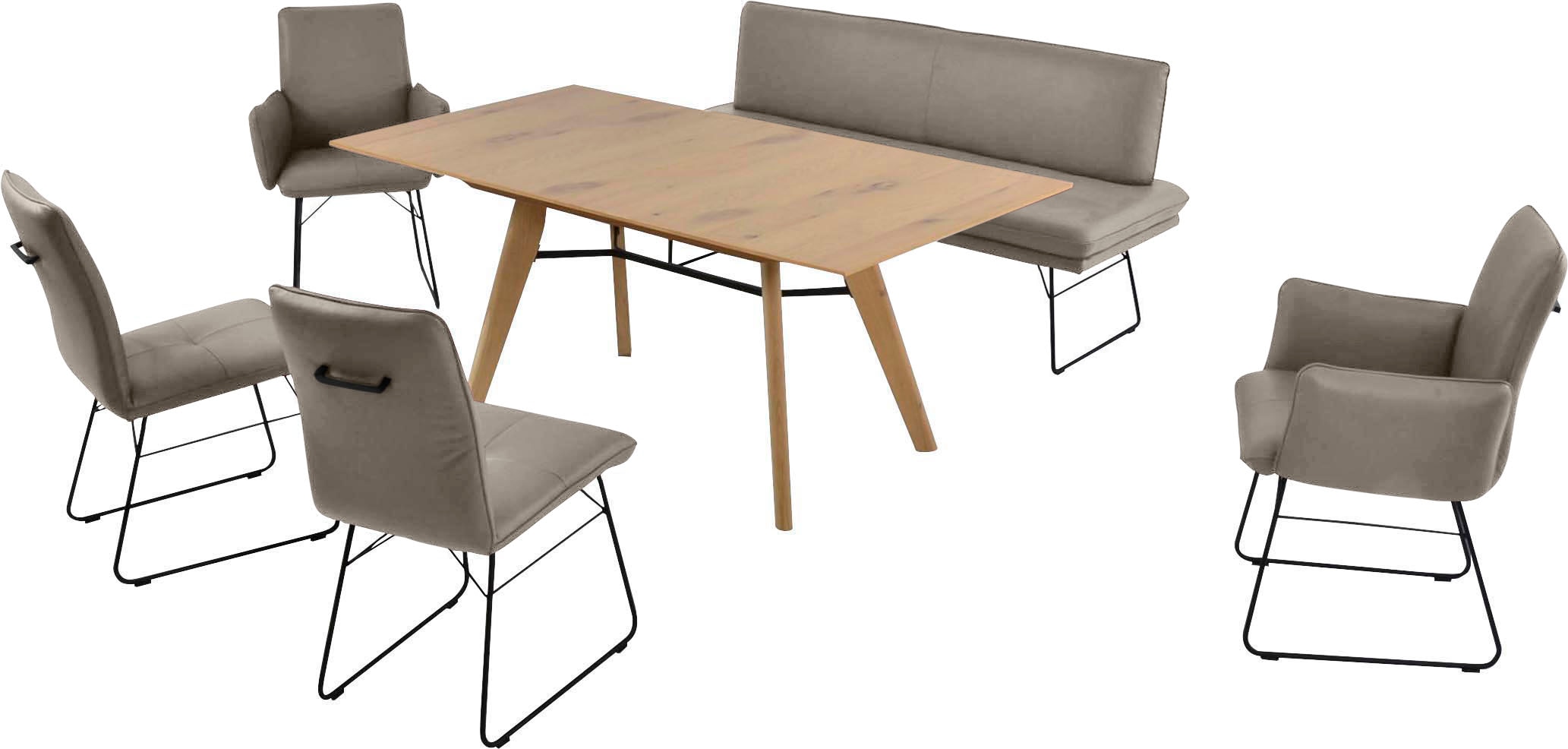 K+W Komfort & Wohnen Ensemble de salle à manger »Giacomo IV« 6 cuis tlg. banc rembourré en 2 tailles, 2 chaises à patins, 2 chaises avec accoudoirs et 1 table