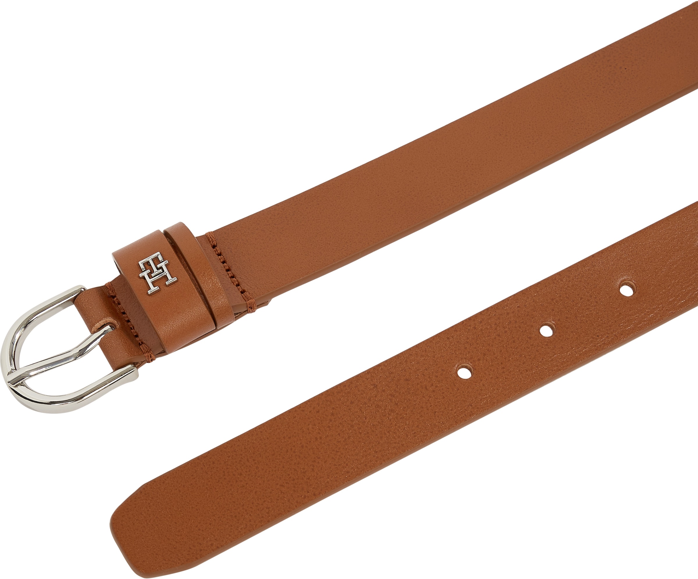 Tommy Hilfiger Ceinture en cuir »ESSENTIAL EFFORTLESS 2.5 SILVER« Einfachdornschliesse, Metallemblem