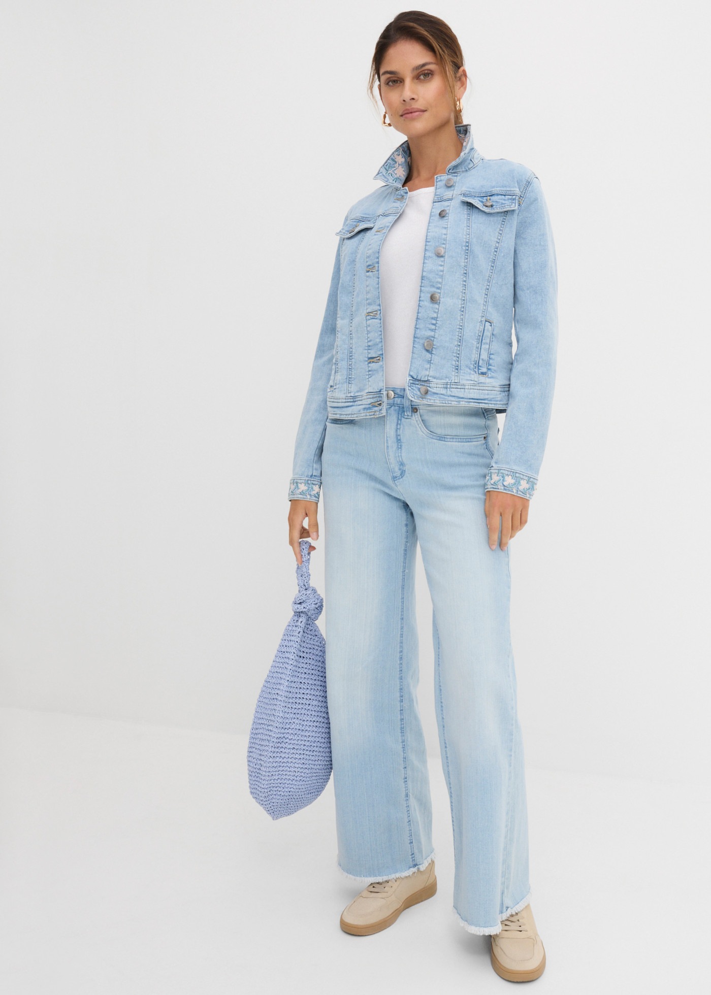 bonprix Jeansjacke lockere Passform, mit Hemdblusenkragen