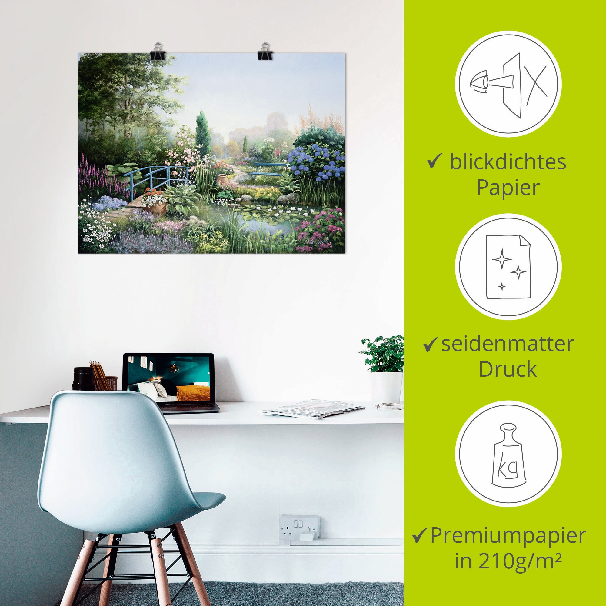 Artland Wandbild »Brücke der Liebe« Garten 1 Stk. tlg. als Leinwandbild, Poster in verschied. Grössen