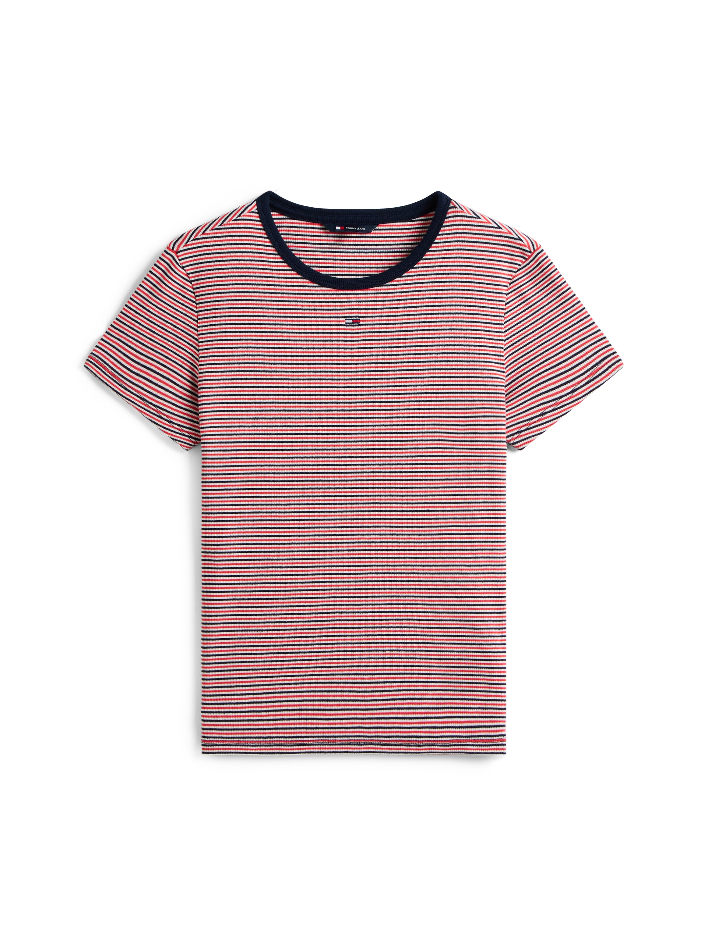 Tommy Jeans Kurzarmshirt »TJW ESSENTIAL RIB SHORT SLEEVE EXT« Baumwollmischung in gerippter Struktur, Slim Fit
