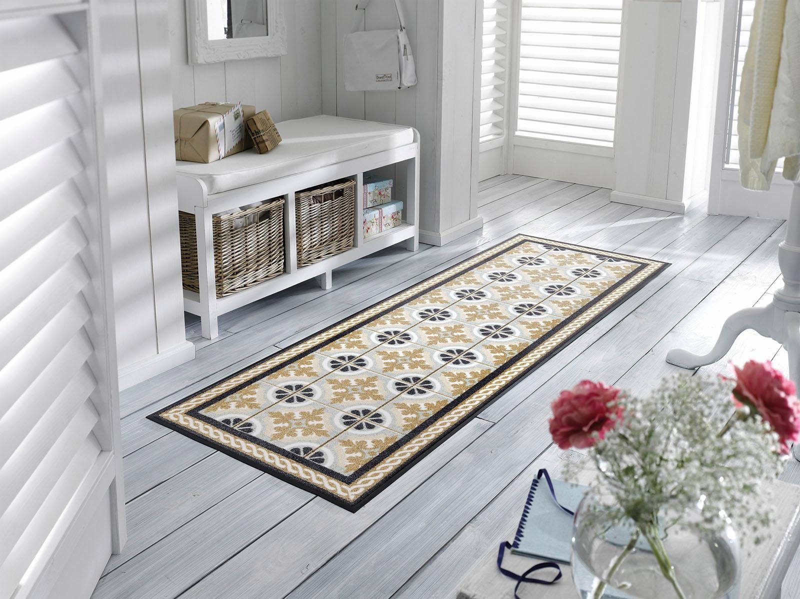 wash+dry by Kleen-Tex Chemin de table »Kitchen Tiles« Rectangulaire 7 mm Höhe Tapis d'entrée anti-salissure, antidérapant, adapté pour intérieur et extérieur, lavable