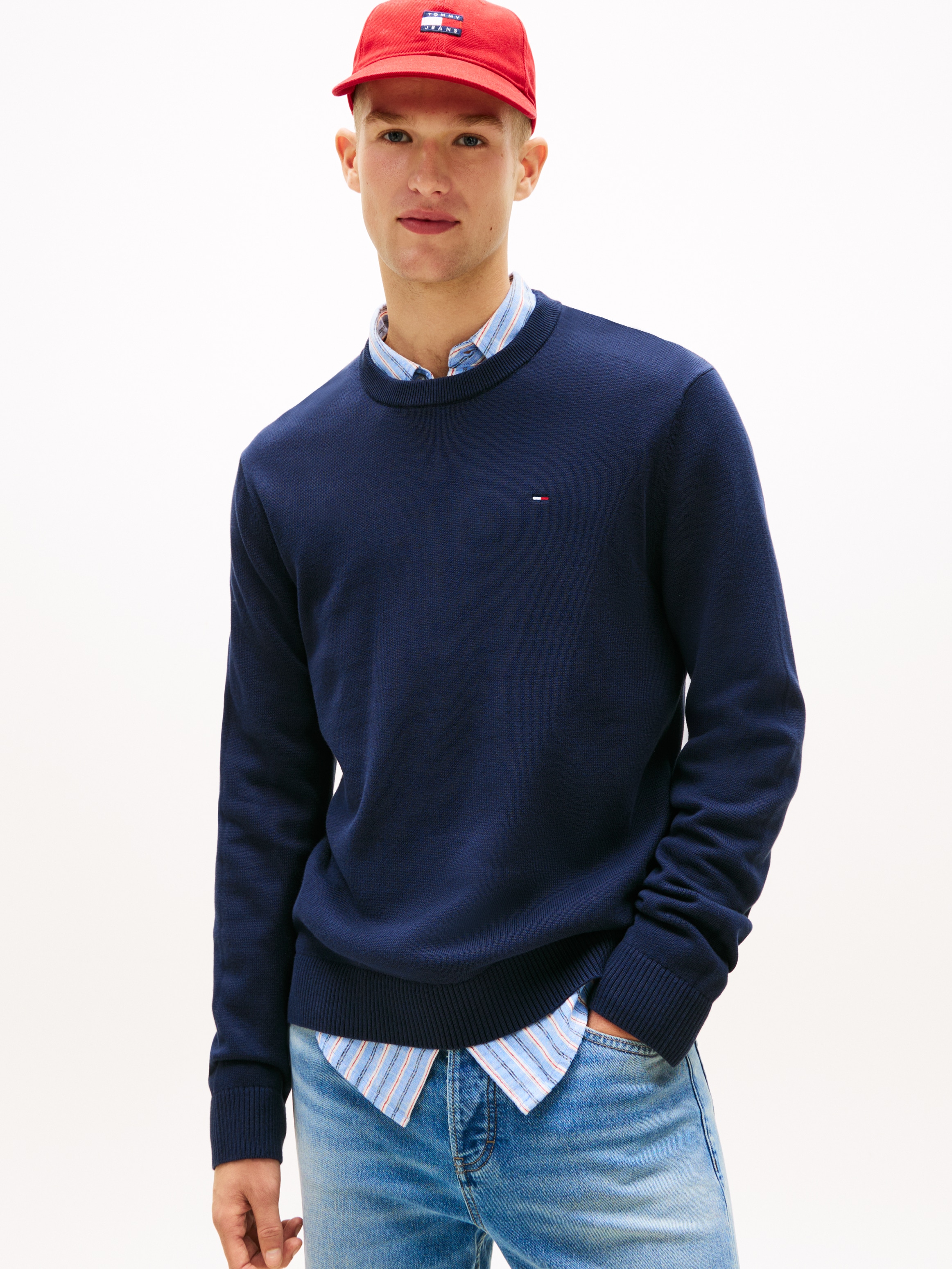 Tommy Jeans Pull en tricot »TJM SLIM FIT LIGHT SWEATER« Coupe slim avec col rond
