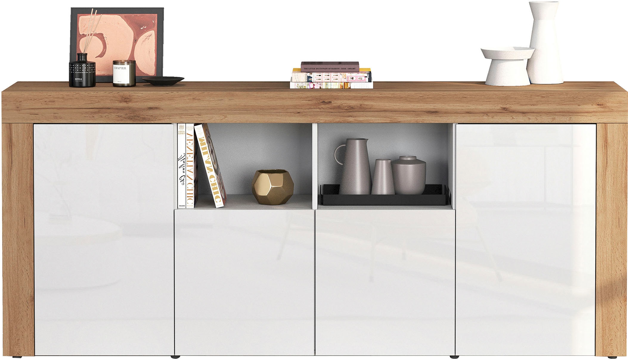 GOODproduct Sideboard »CHRONOS Breite 200 cm  mit 4 Türen, 2 offene und 8 geschlossene Fächer« 1 cuis tlg. Sideboard,Kommode, Schrank, Grifflos mit Push to Open, Made in Italy