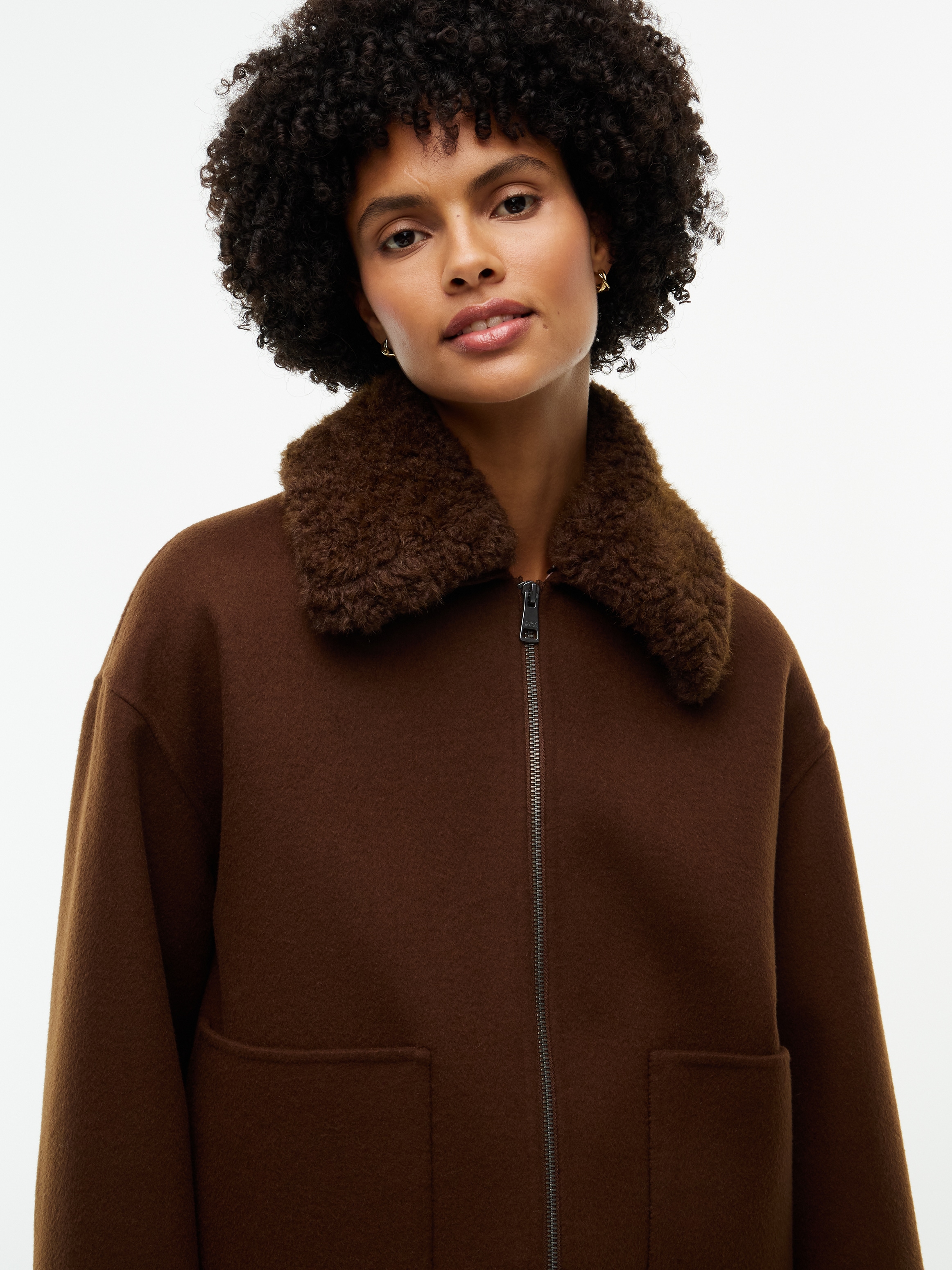 Tommy Hilfiger Veste courte »DF WOOL ZIP THROUGH JACKET« mélange de matériaux, avec laine