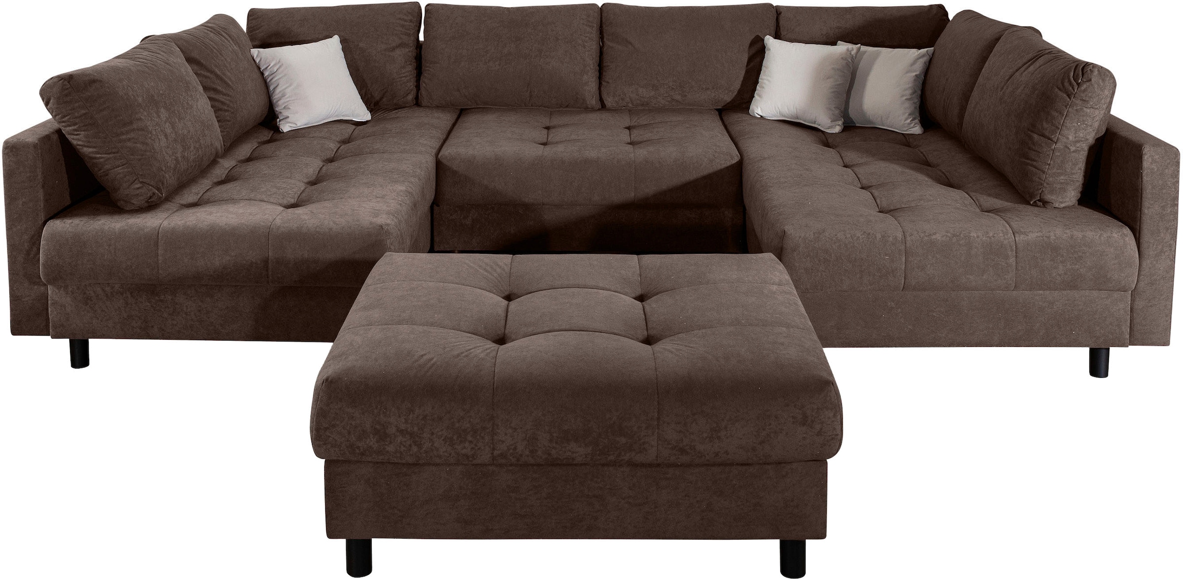 GOODproduct Paysage de salon »Antonia U-Form, B: 298 cm« canapé d'angle, coussins de dossier, 2 ottomanes, noyau ressort Bonnell confortable