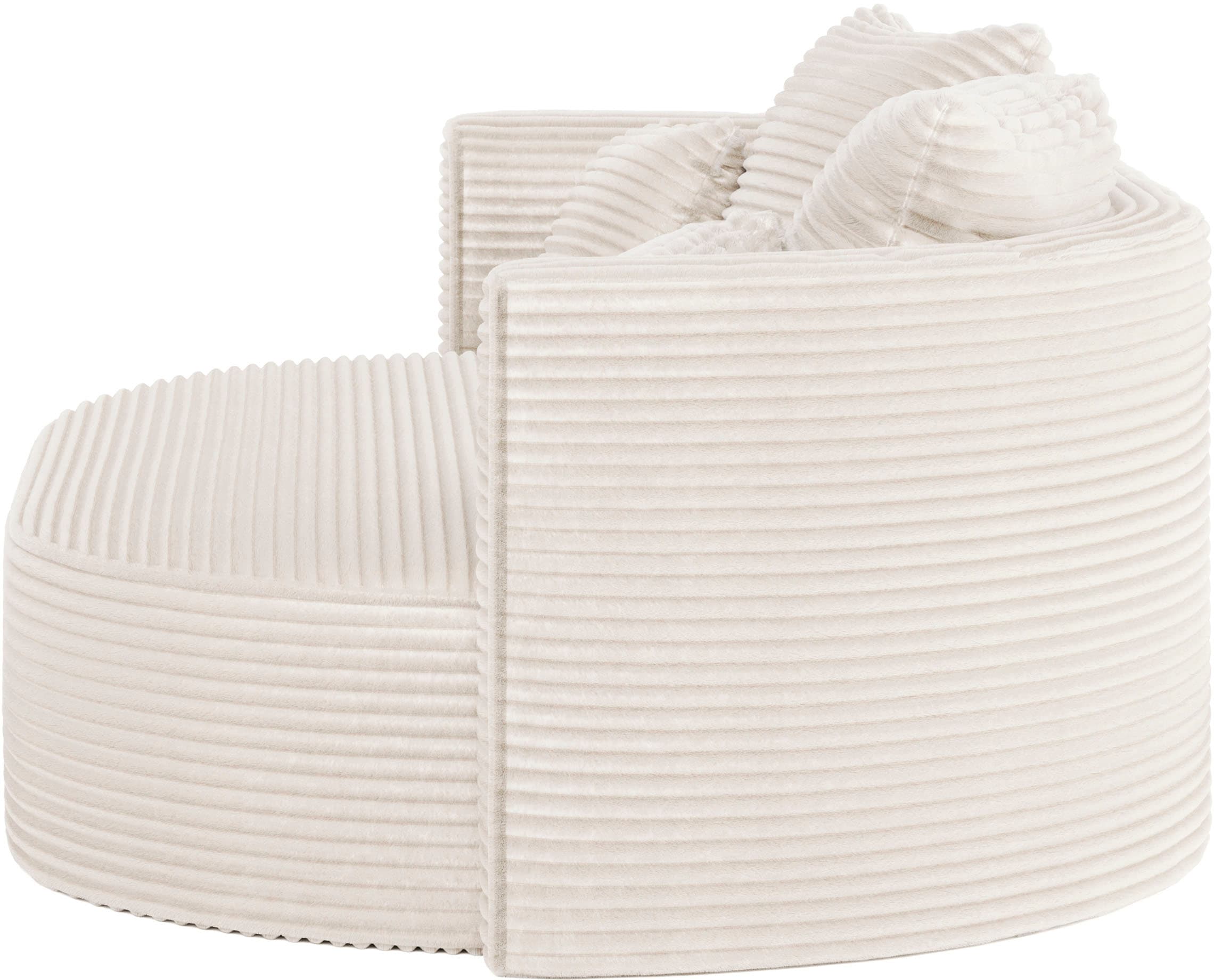 LeGer Home by Lena Gercke 2,5-places »ISALIE Cord, rundes Loungesofa, mit Kissen, perfekt gepolstert« tissus modernes, avec 4 coussins décoratifs, assise extra large